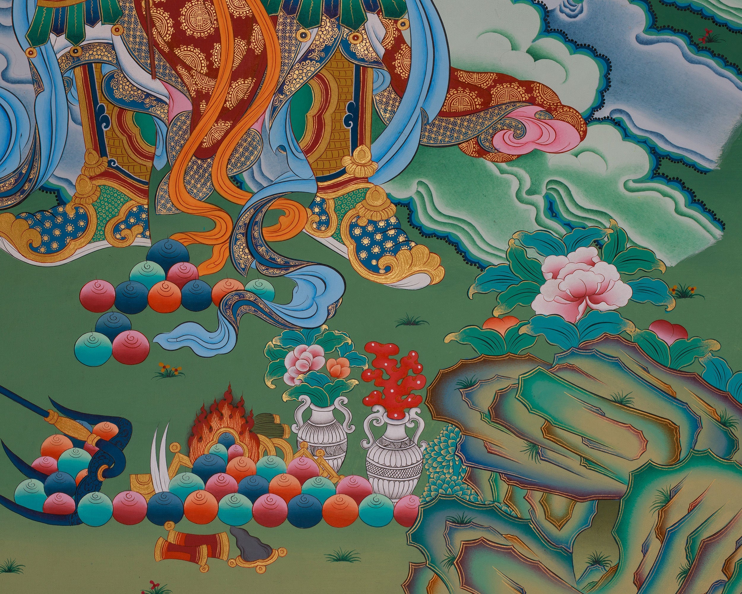 Traditional Thangka of Vaisravana | Tibetan Wealth God | Protector Deity