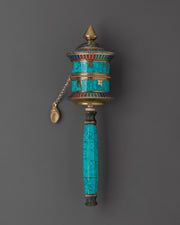 Authentic handcrafted Tibetan prayer wheel