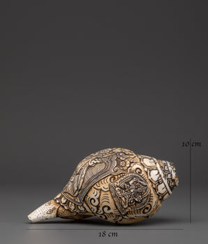 Conch with Guru Rinpoche Carving | Sacred Tibetan Ritual Sound Tool
