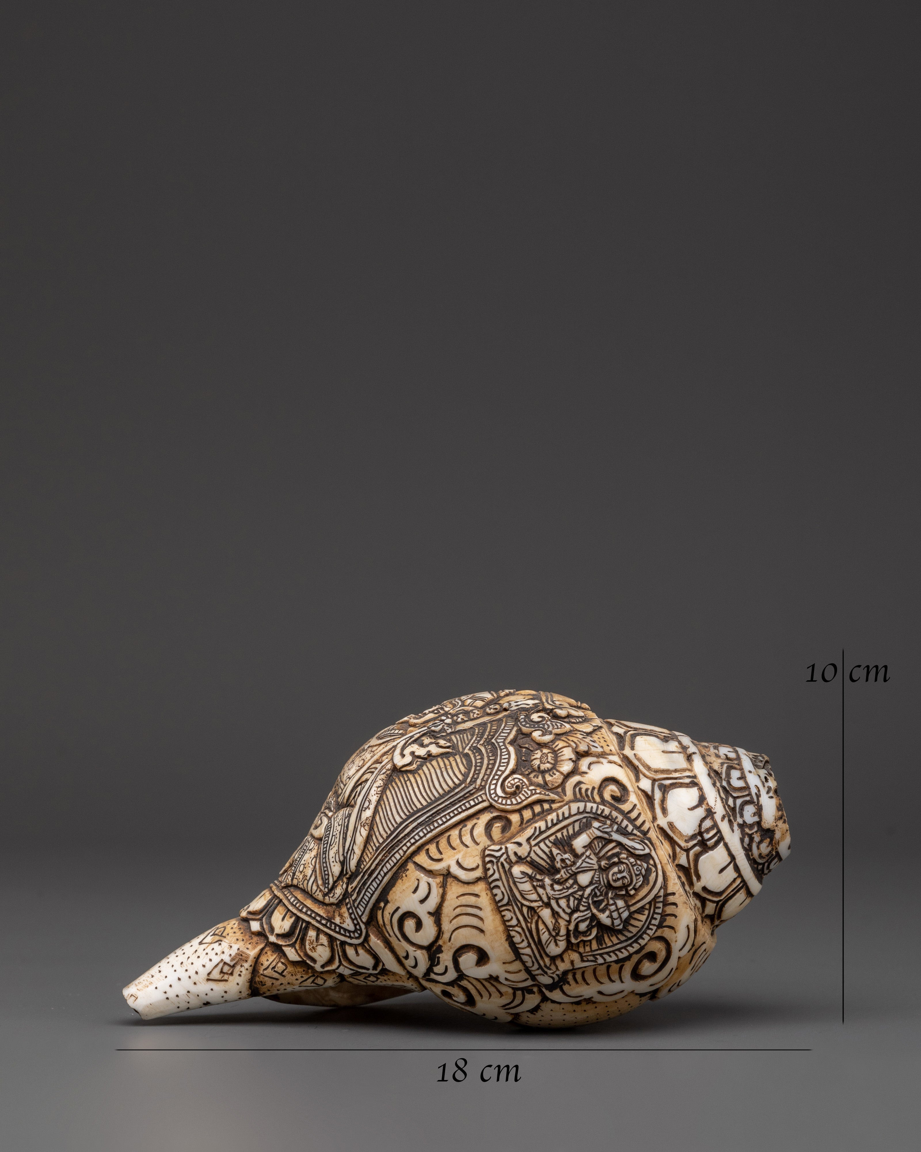Conch with Guru Rinpoche Carving | Sacred Tibetan Ritual Sound Tool