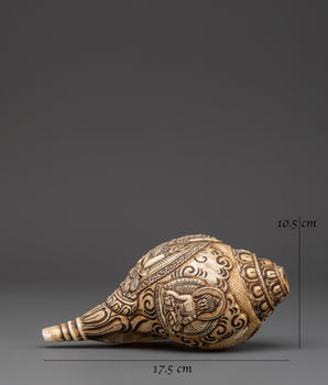 Dung-Dkar with Chenrezig Carving | Sacred Sound for Rituals