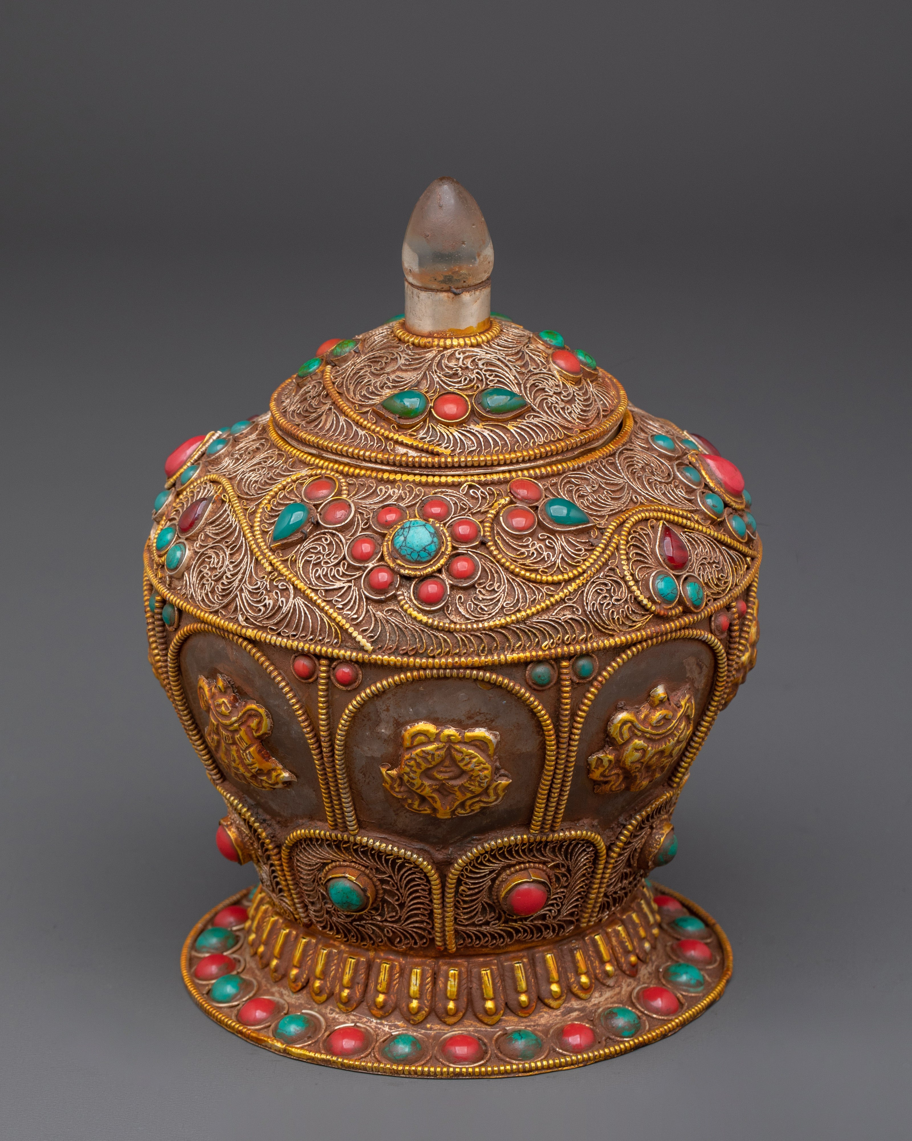 Sacred Rice Pot with 8 Auspicious Symbols | Spiritual Home Decor