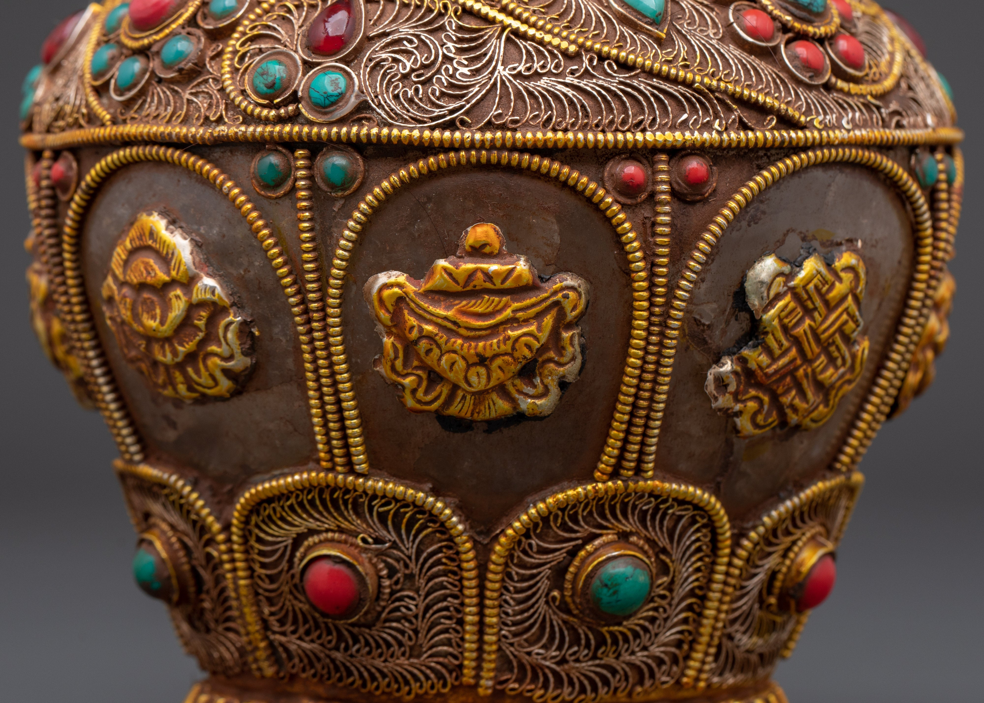 Sacred Rice Pot with 8 Auspicious Symbols | Spiritual Home Decor