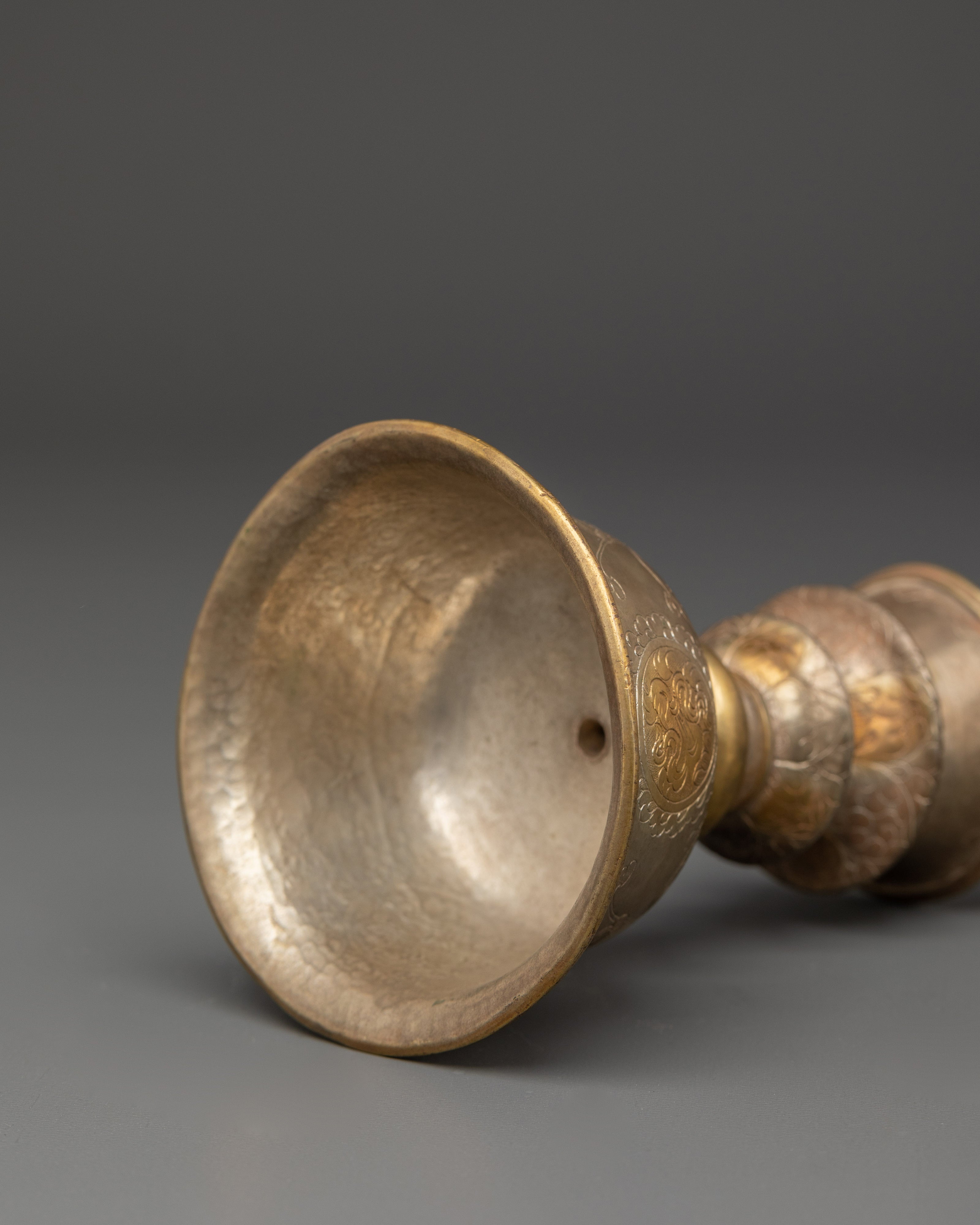Traditional Ghee Butter Lamp | Silver and Gold Plated Butter Lamp for Altar