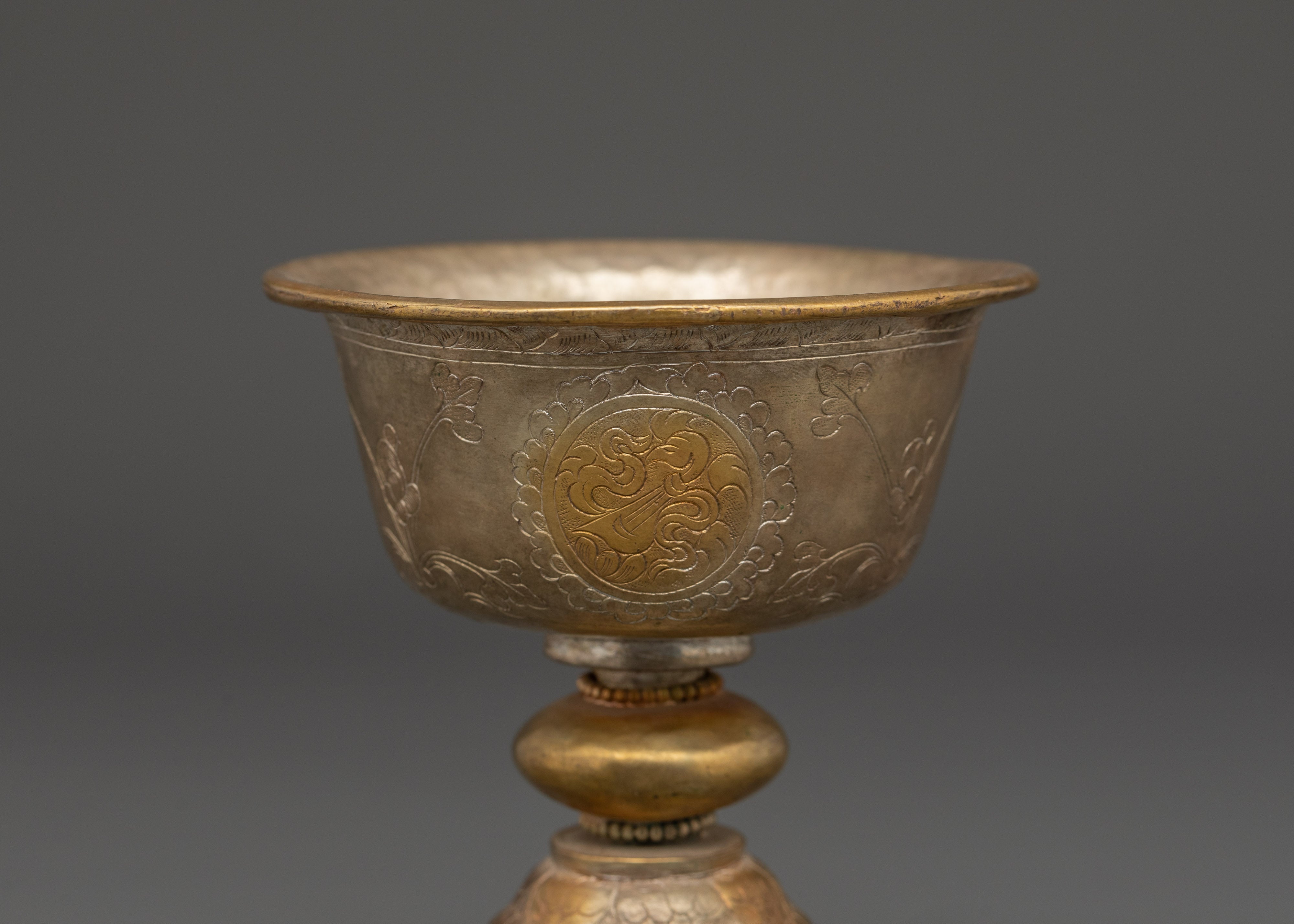 Traditional Ghee Butter Lamp | Silver and Gold Plated Butter Lamp for Altar