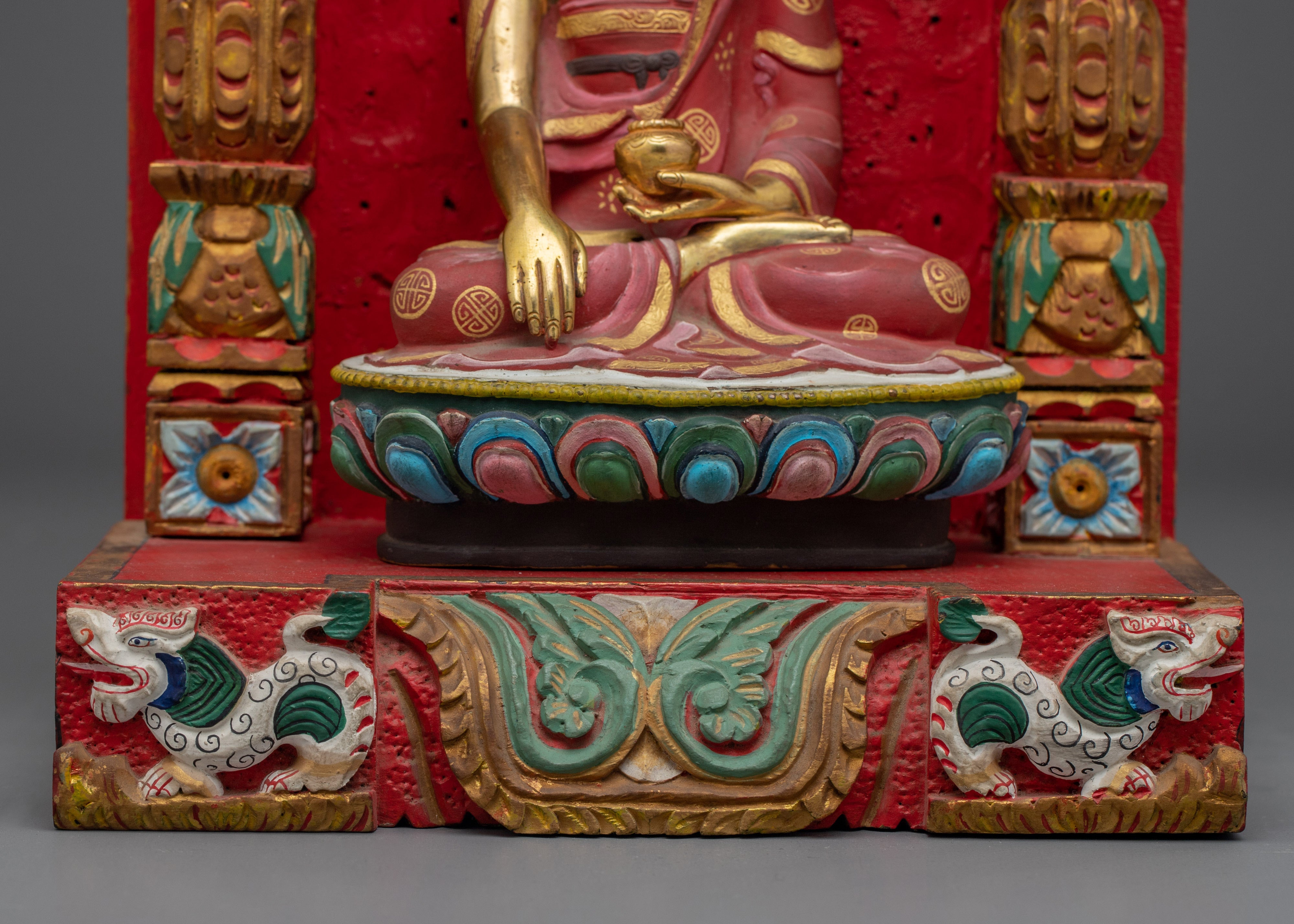 Historical Shakyamuni Buddha Figurine with Beautiful Throne | Enlightened One