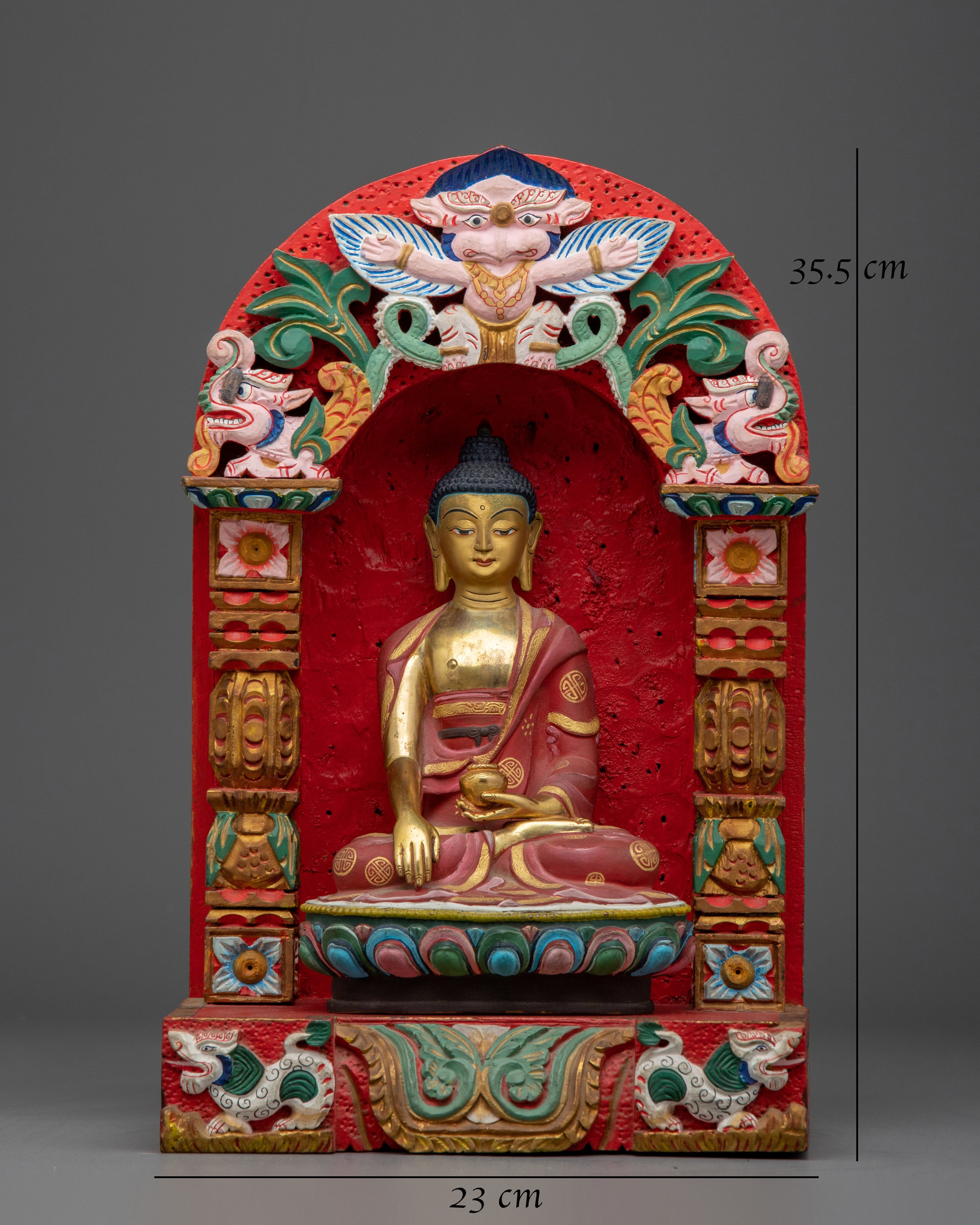 Historical Shakyamuni Buddha Figurine with Beautiful Throne | Enlightened One