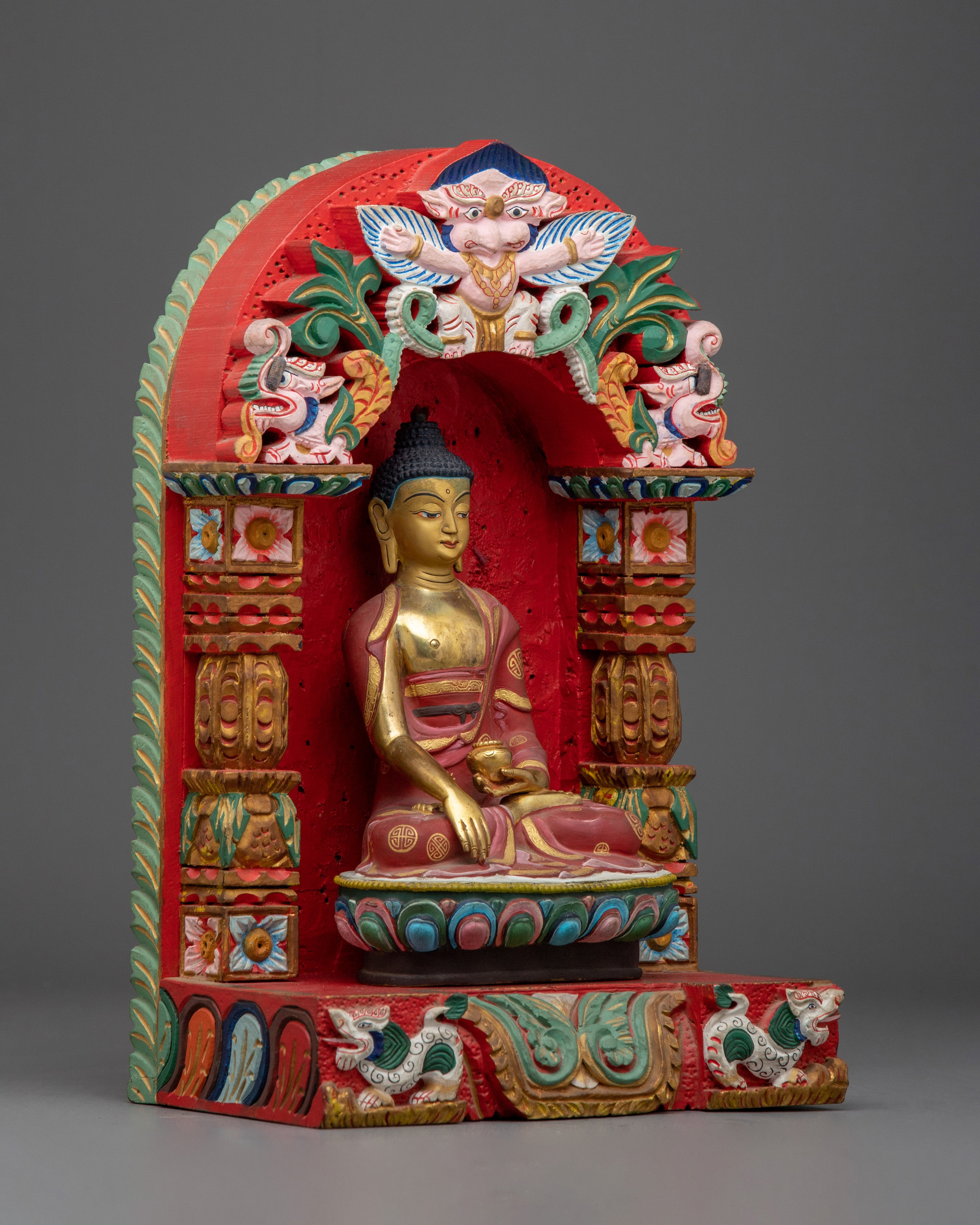 Historical Shakyamuni Buddha Figurine with Beautiful Throne | Enlightened One