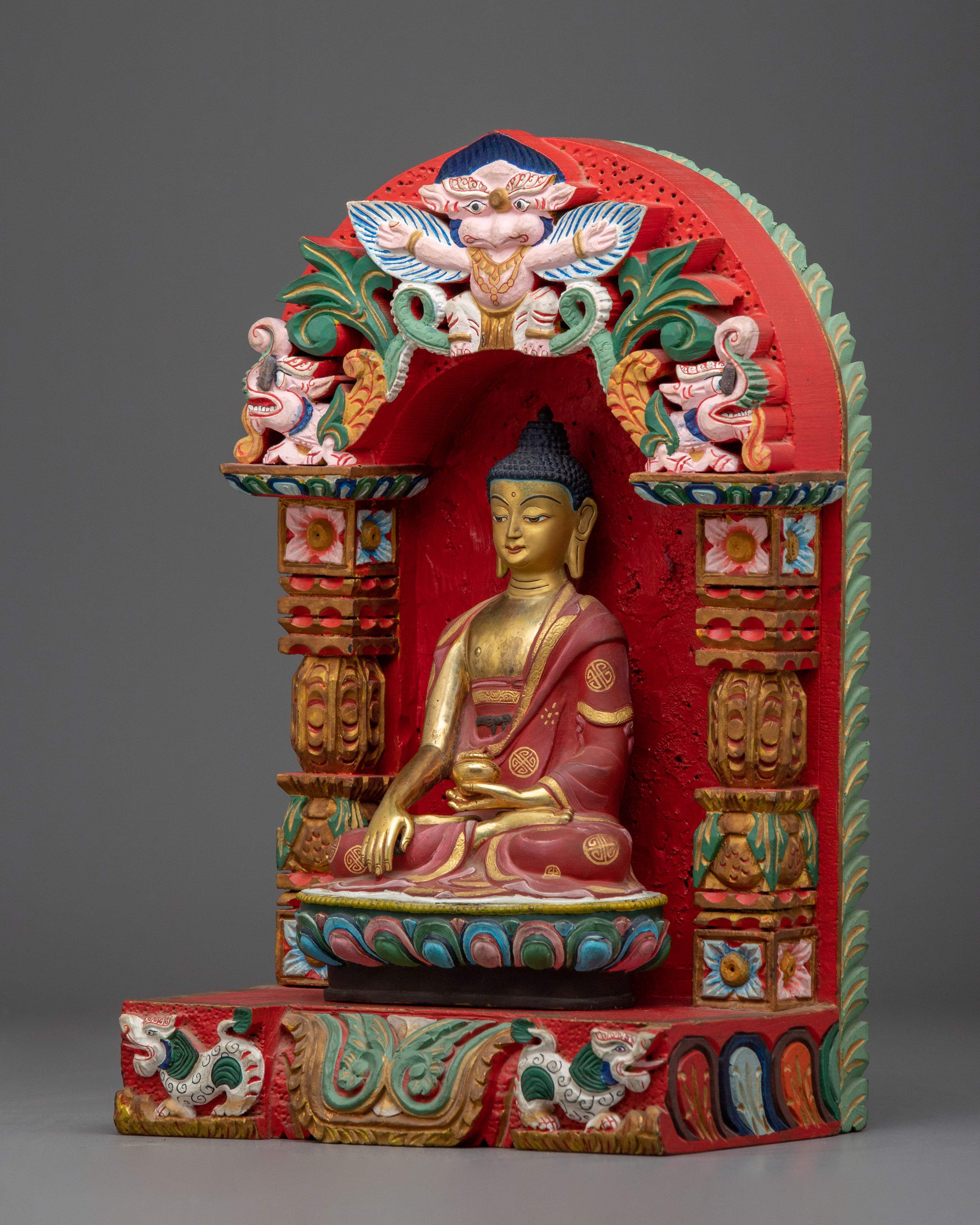 Historical Shakyamuni Buddha Figurine with Beautiful Throne | Enlightened One