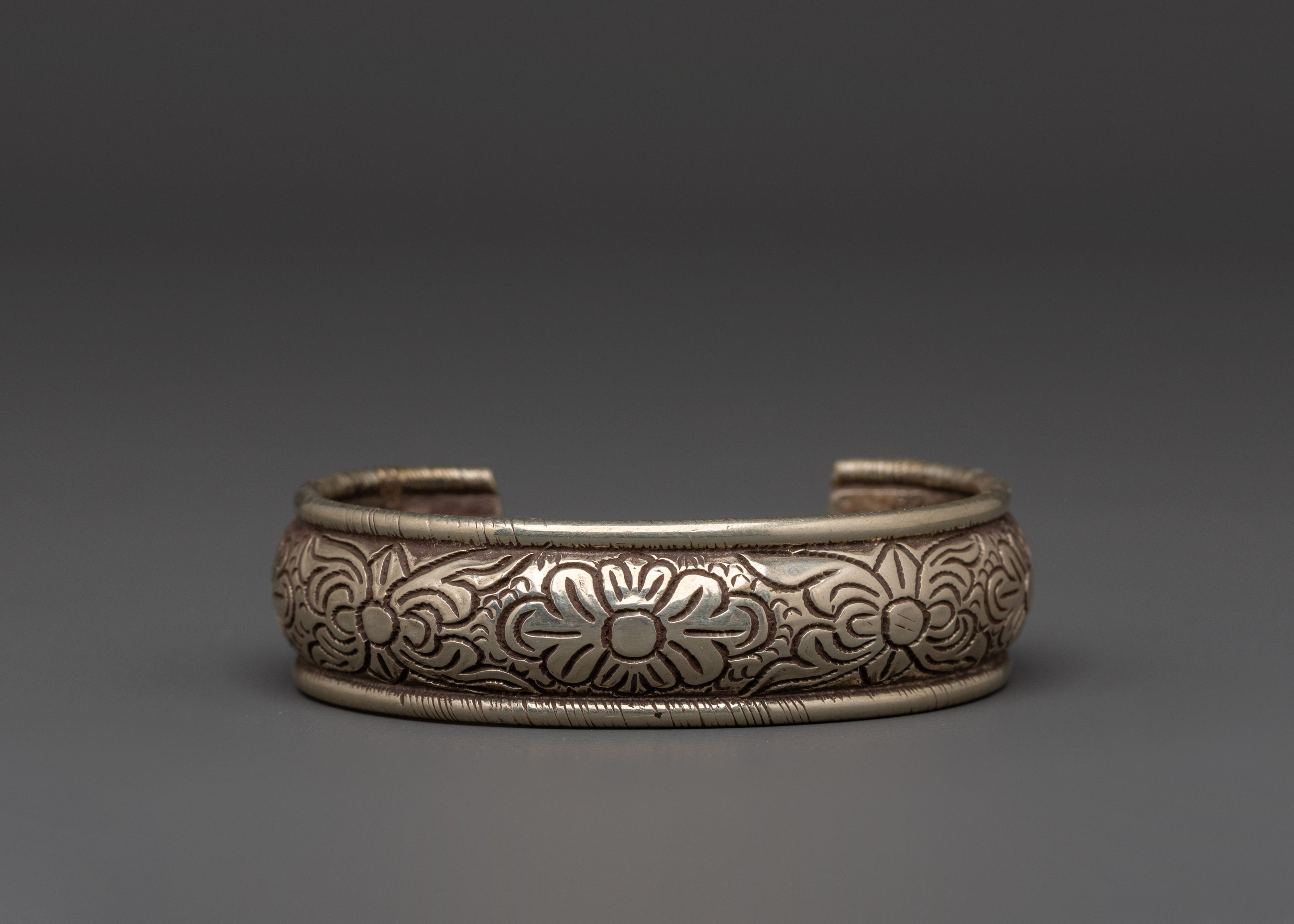 Handmade Traditional White Metal Tribal Bracelet | Spiritual Protection Bangle