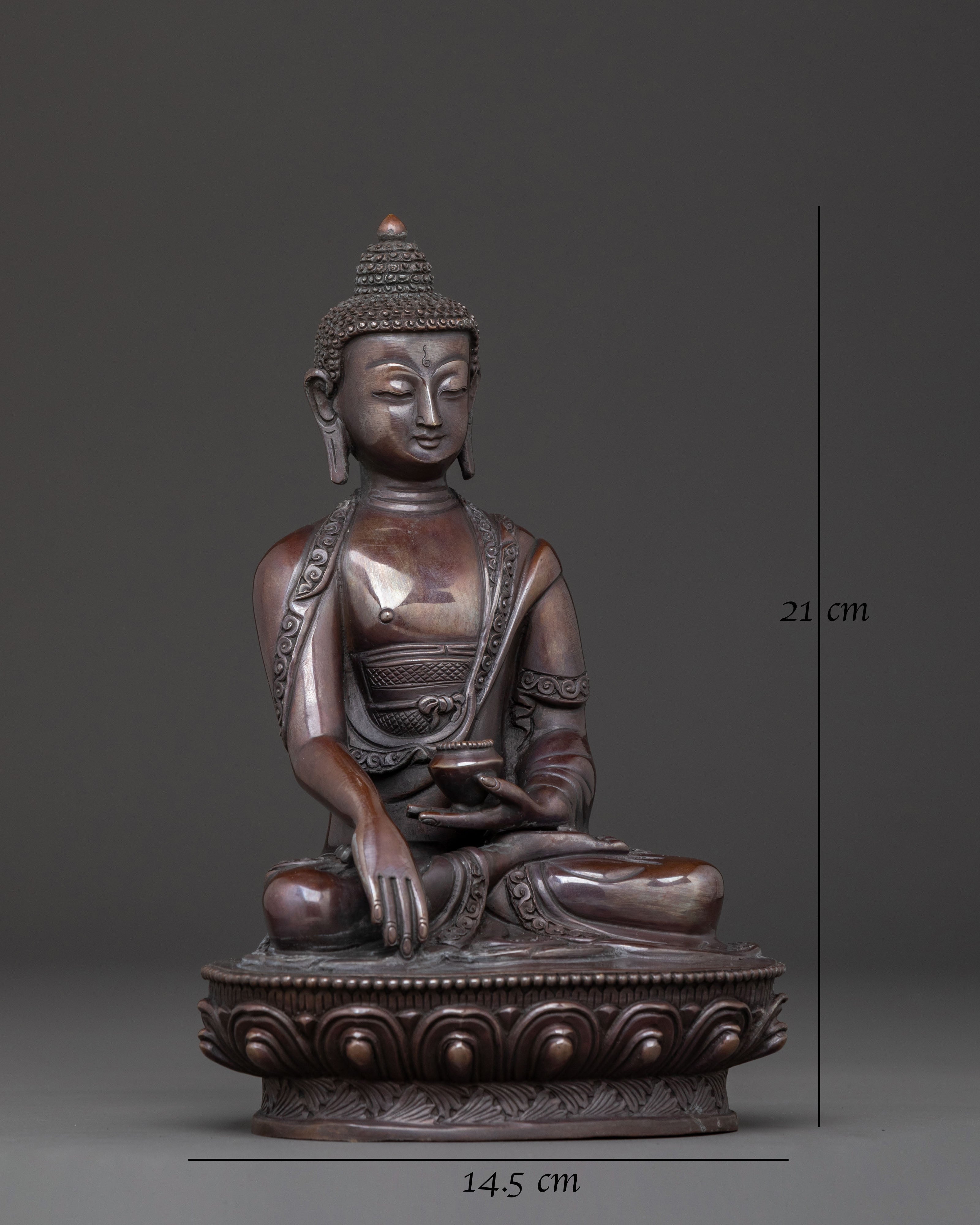 Shakyamuni Buddha Compassion Statue – Oxidized Copper Art