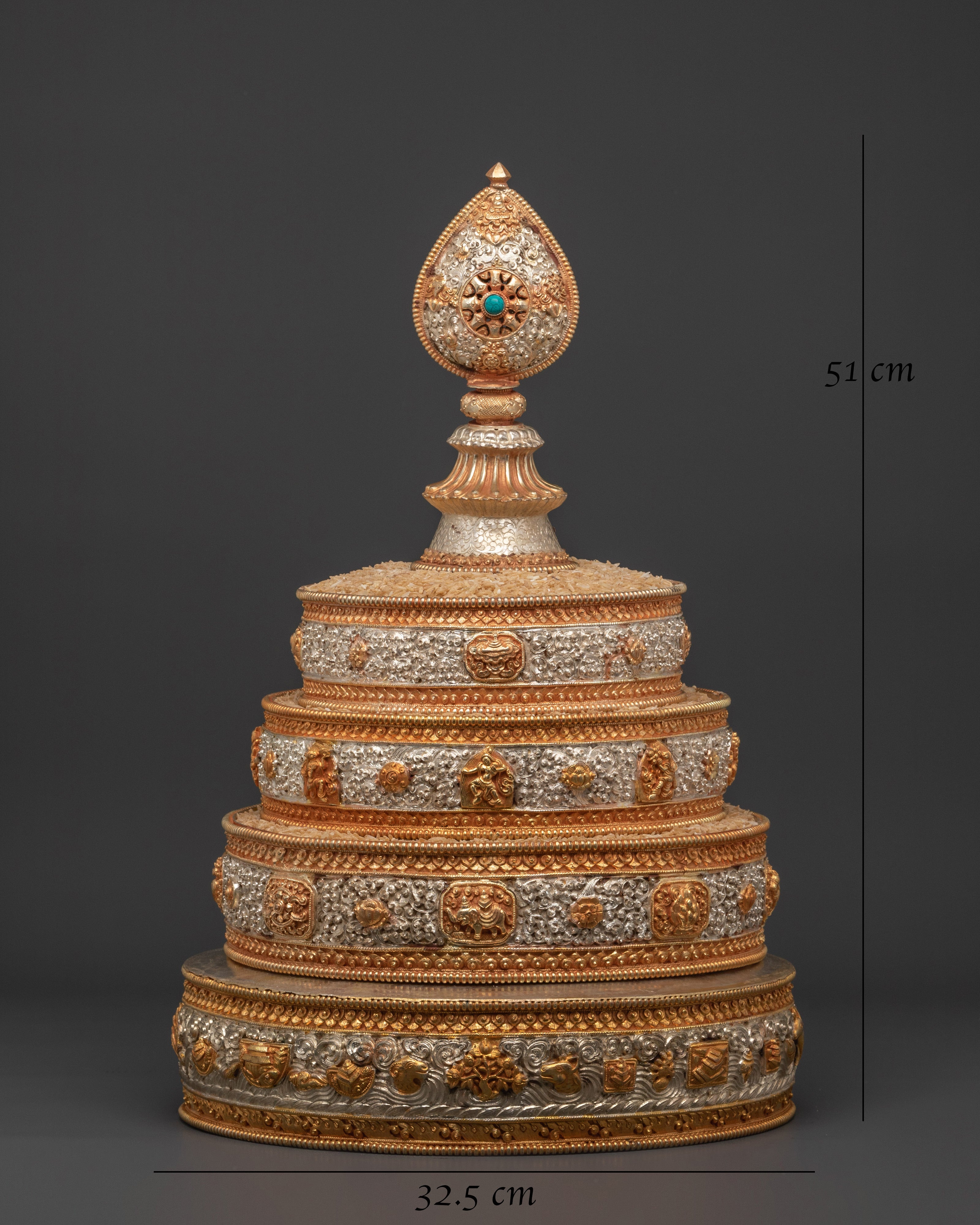 Himalayan Handcrafted Mandala Art | Copper & Gold Plated Design with Turquoise