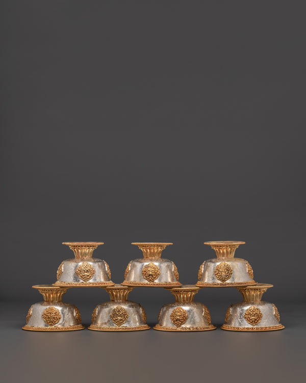 Tibetan Ritual Offering Bowl Set | Sacred Buddhist Altar Deco