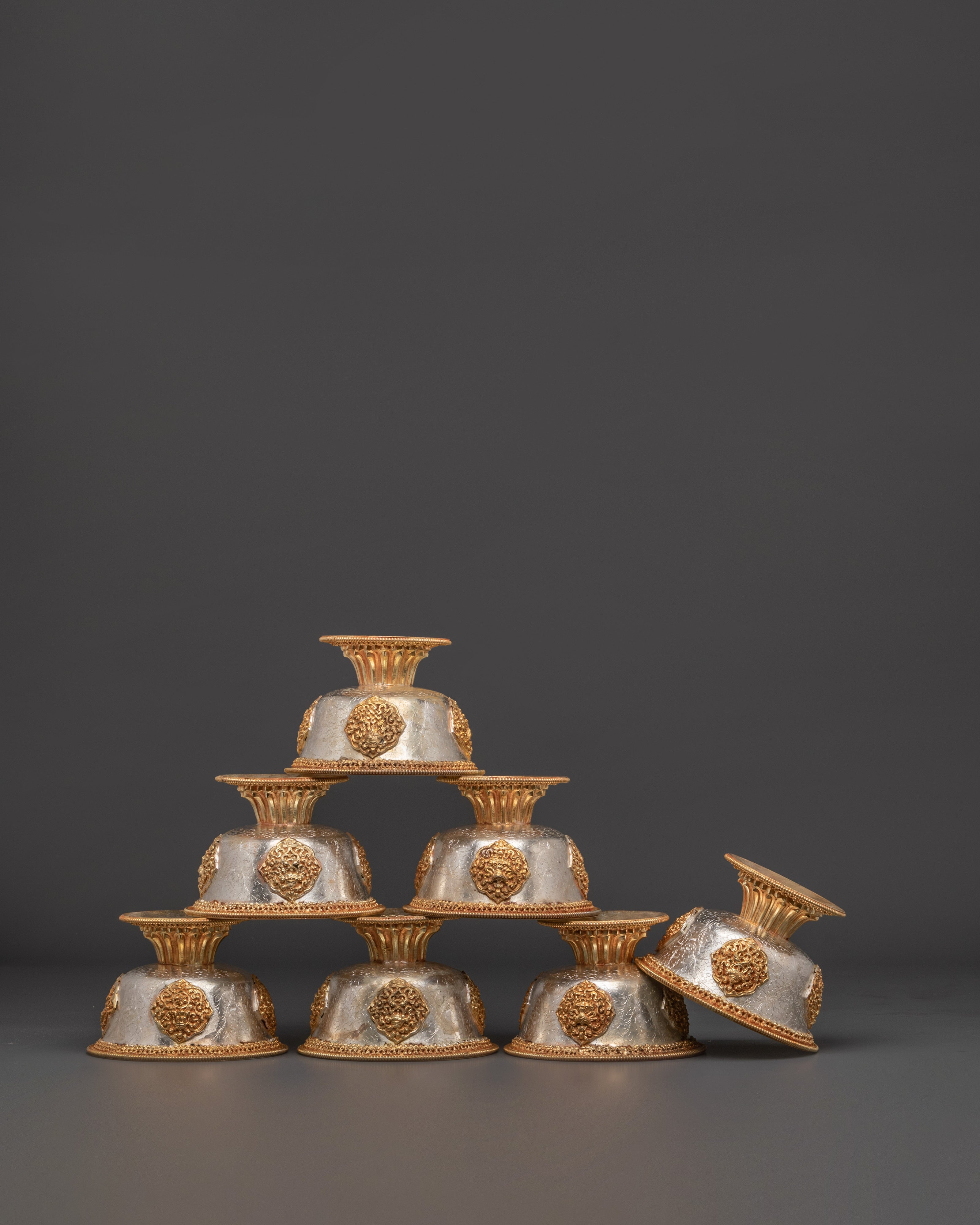 Tibetan Ritual Offering Bowl Set | Sacred Buddhist Altar Deco