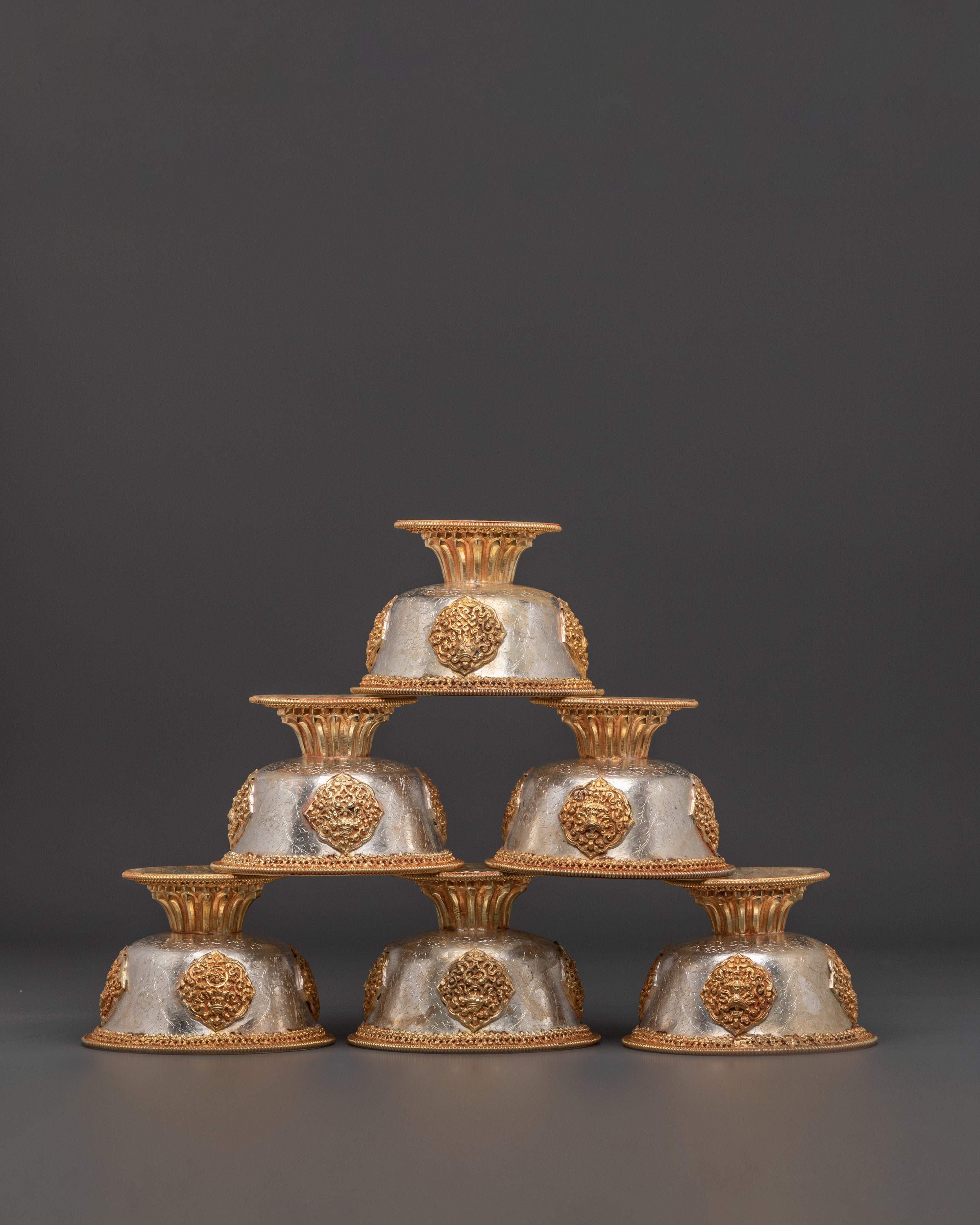 Tibetan Ritual Offering Bowl Set | Sacred Buddhist Altar Deco