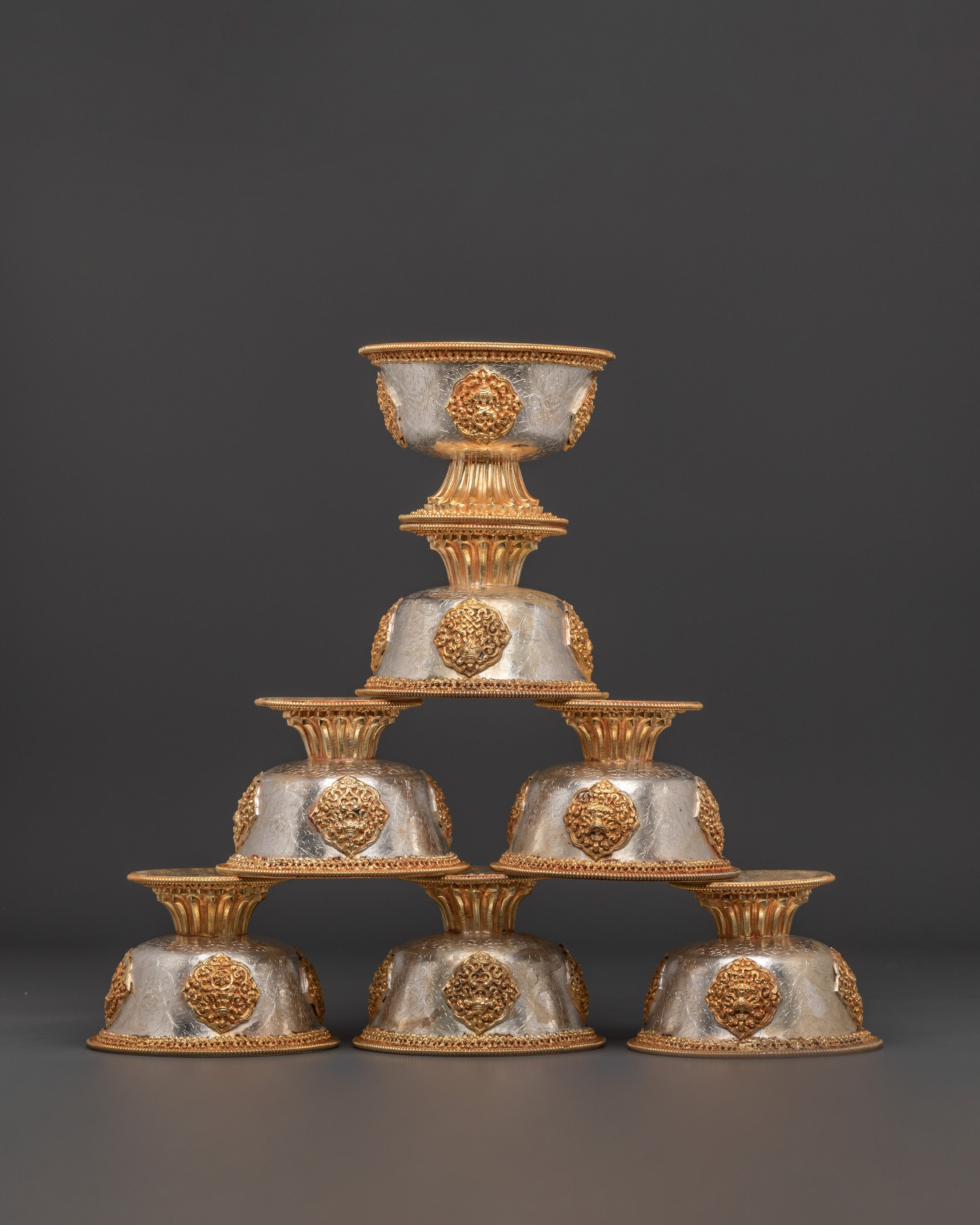 Tibetan Ritual Offering Bowl Set | Sacred Buddhist Altar Deco