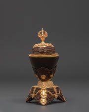 Tibetan Sacred Kapala Artifact | Handcrafted Gold Gilded Copper Ritual Cup
