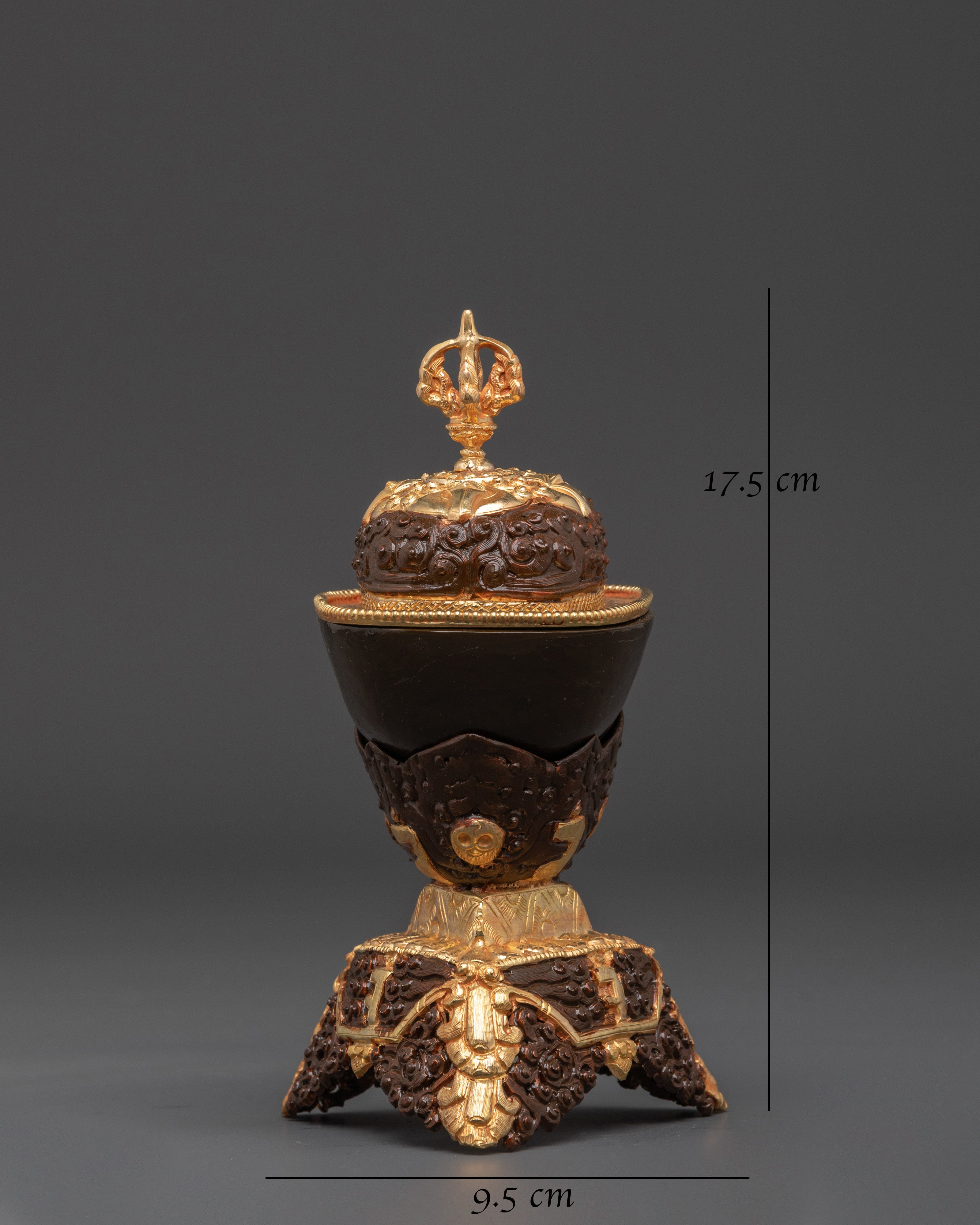 Tibetan Sacred Kapala Artifact | Handcrafted Gold Gilded Copper Ritual Cup