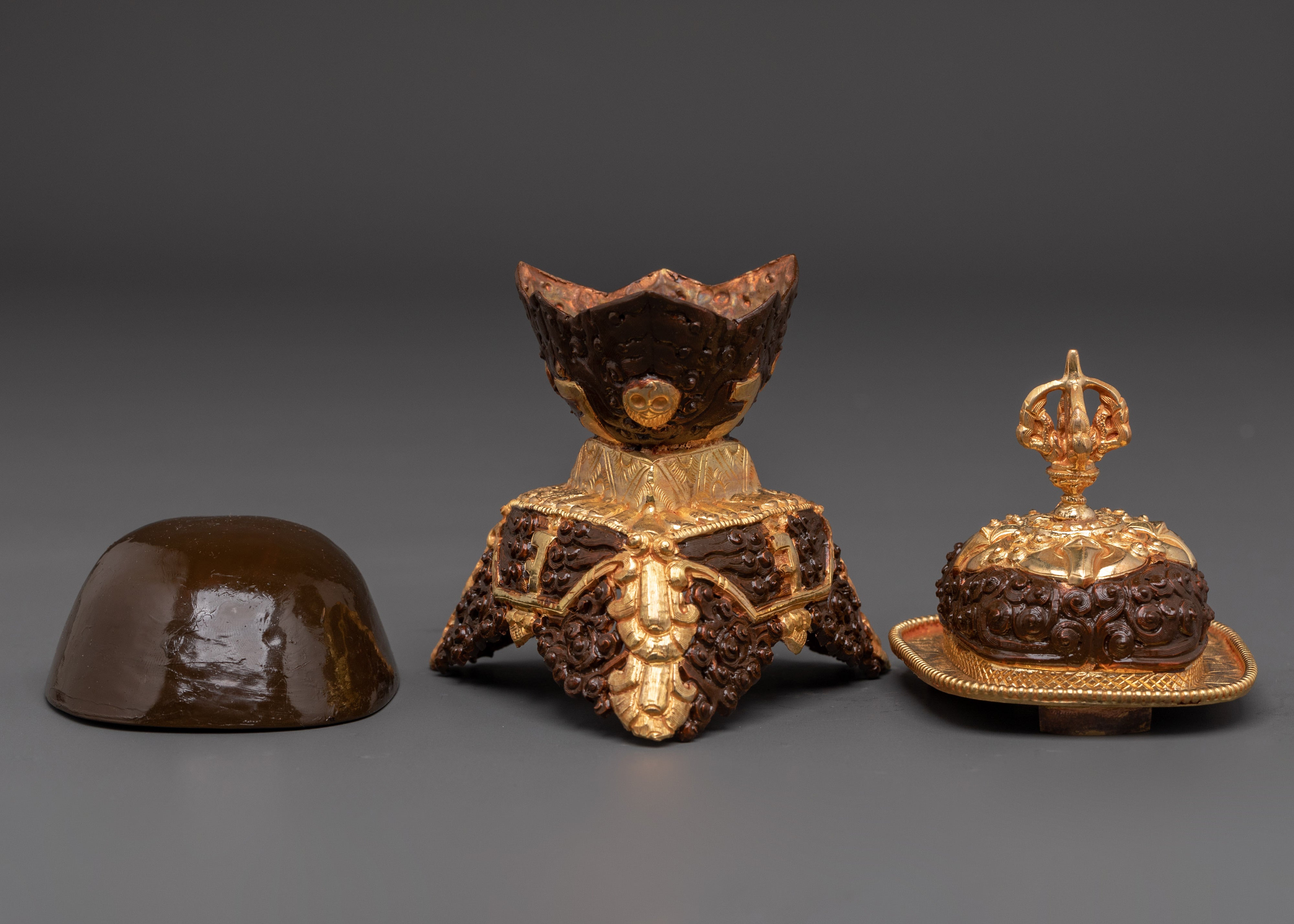Tibetan Sacred Kapala Artifact | Handcrafted Gold Gilded Copper Ritual Cup