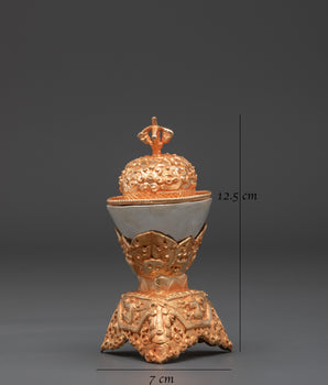 Traditional Tibetan Kapala Ritual Item | Handcrafted Copper & Gold Plated Offering Vessel
