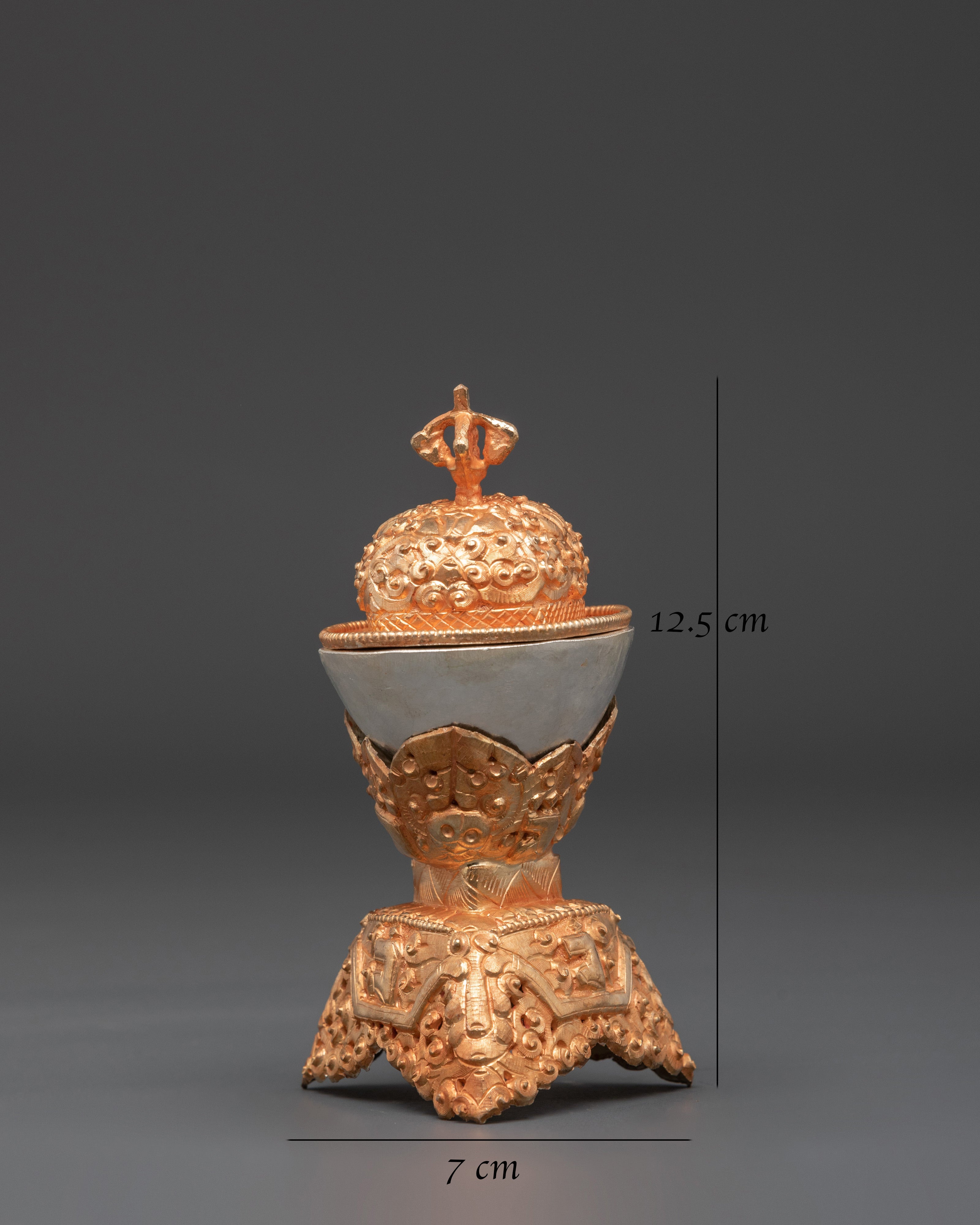 Traditional Tibetan Kapala Ritual Item | Handcrafted Copper & Gold Plated Offering Vessel