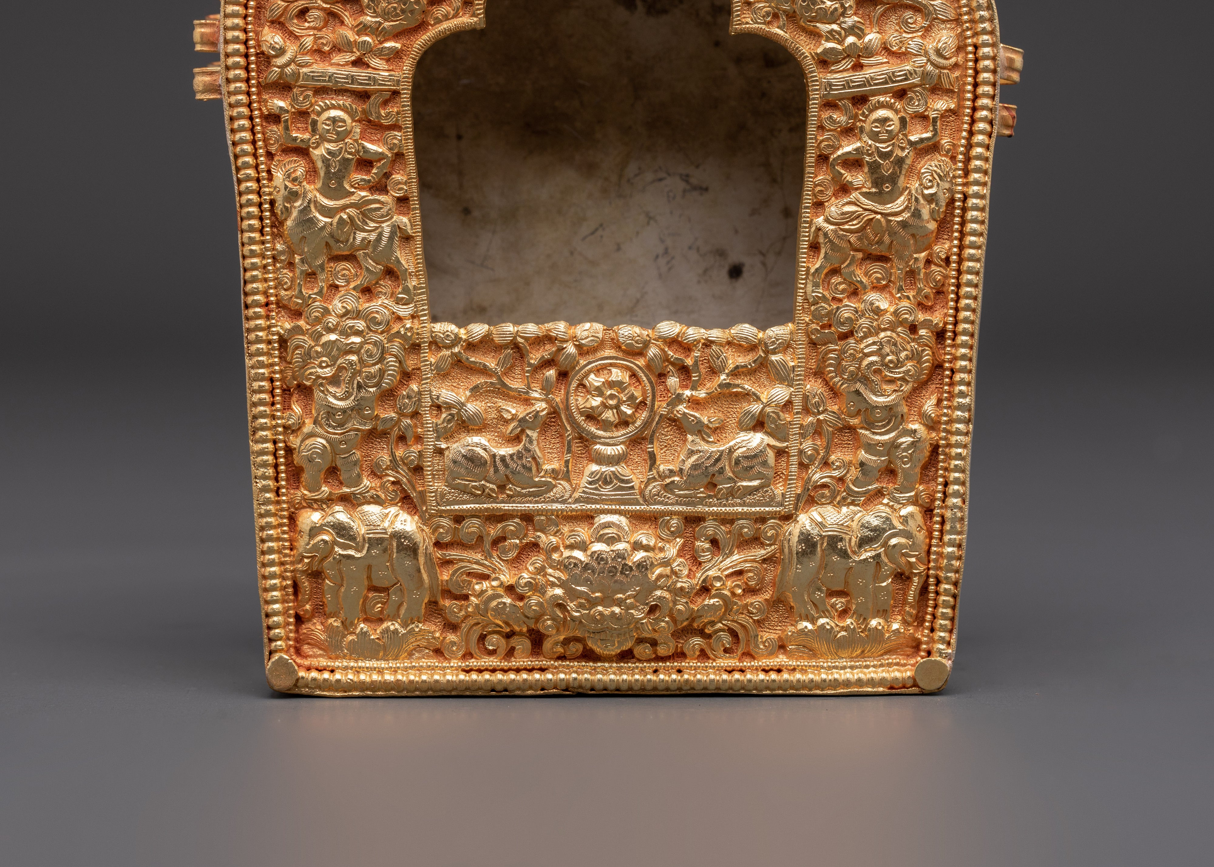 Handcrafted Sacred Traditional Tibetan Ghau Box | Copper & Gold Plated Ritual Box
