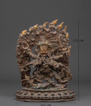 Handmade Six-Armed Mahakala Statue | Copper Body Statue