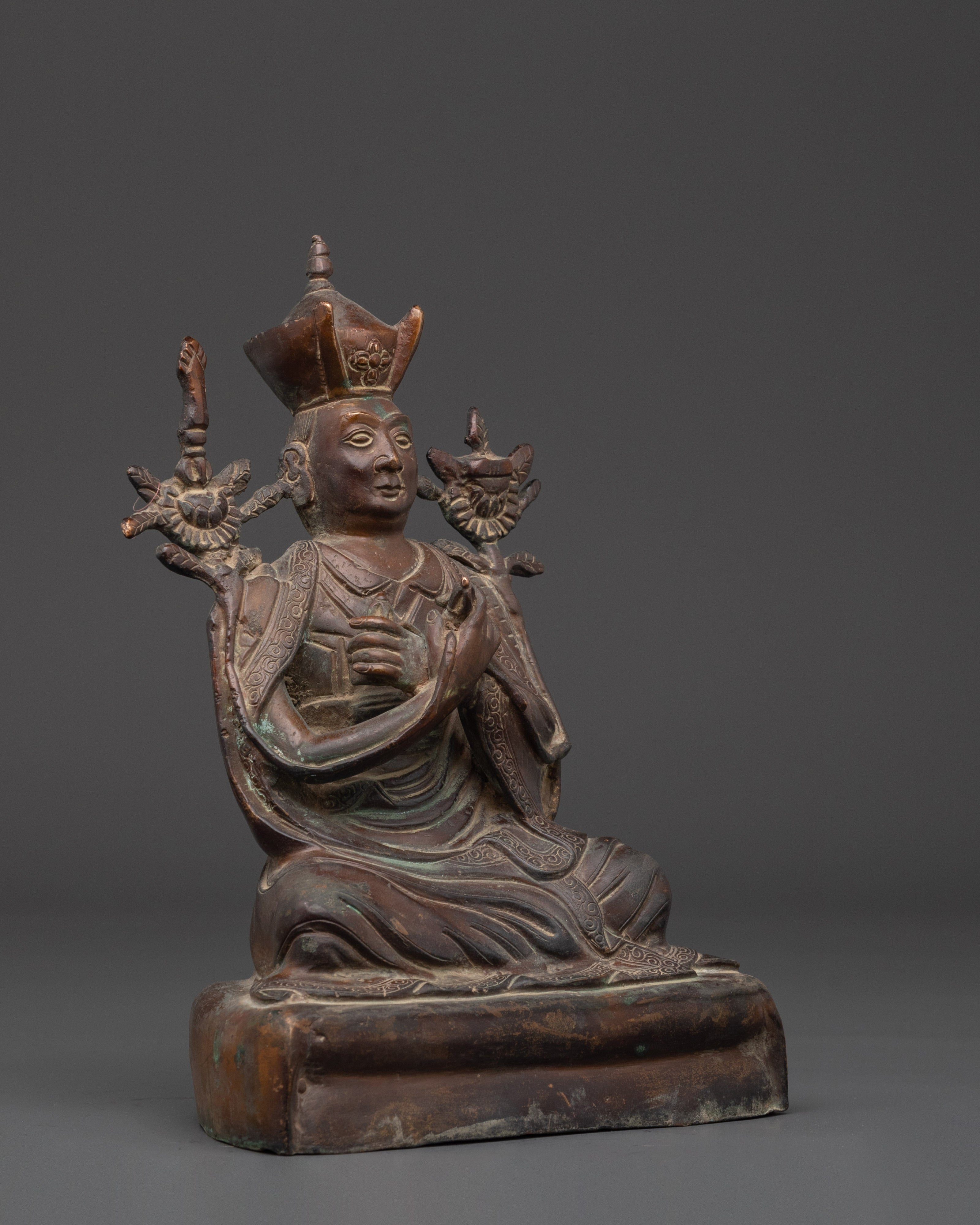 Handmade Oxidized Karmapa Statue | Tibetan Buddhist Sculpture