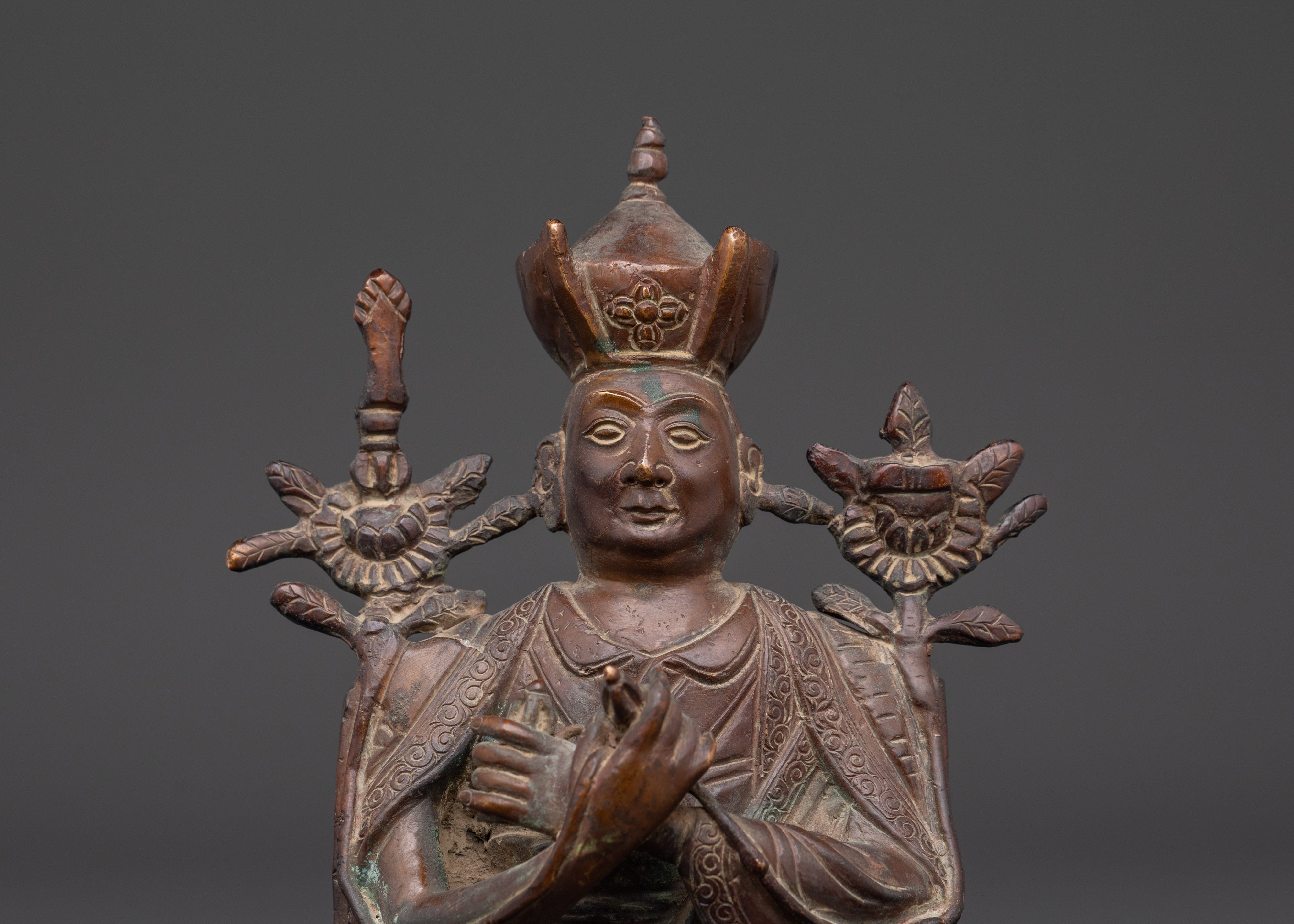 Handmade Oxidized Karmapa Statue | Tibetan Buddhist Sculpture