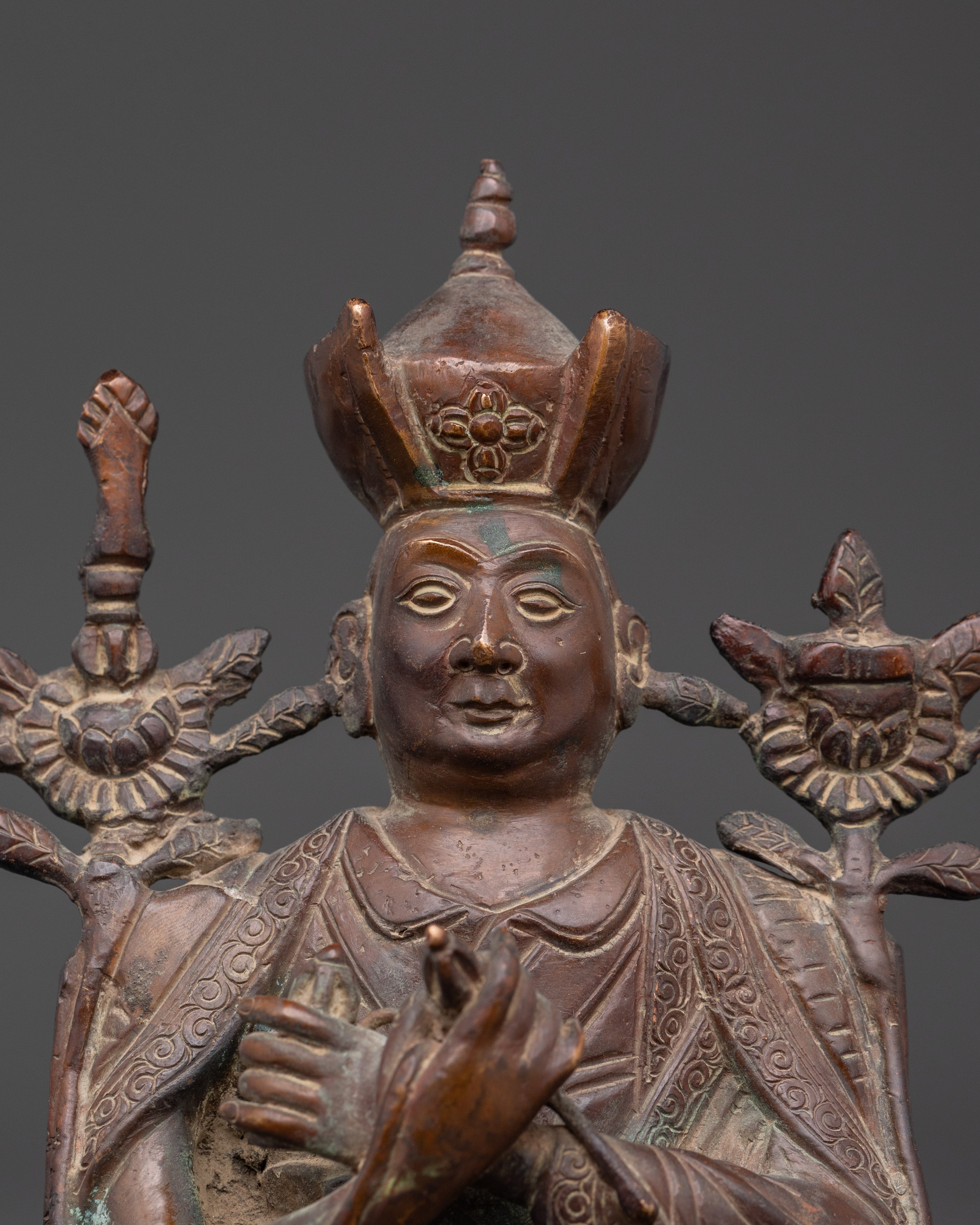 Handmade Oxidized Karmapa Statue | Tibetan Buddhist Sculpture