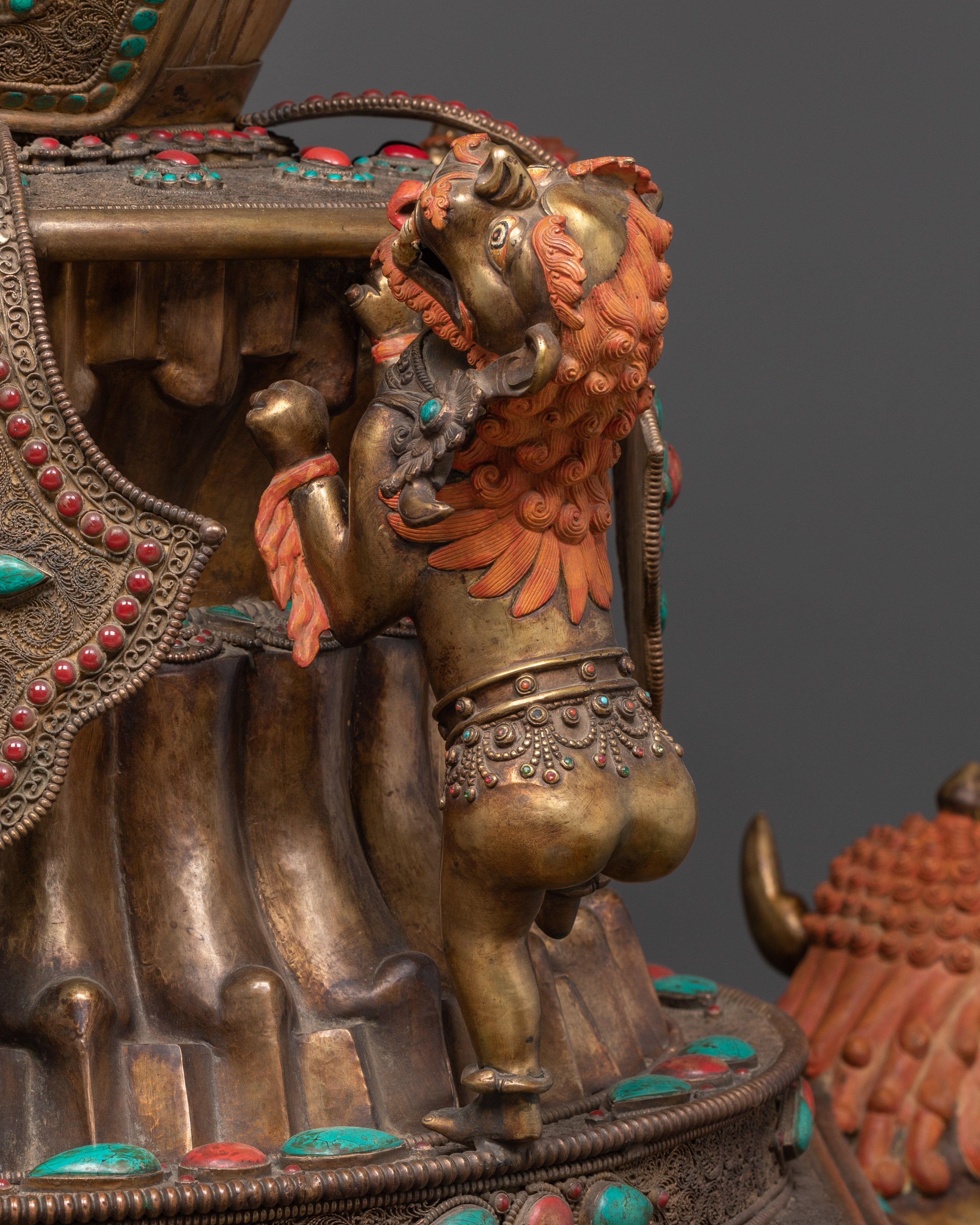Handcrafted Altar Shrine Stupa | Sacred Offering Piece with Coral & Turquoise