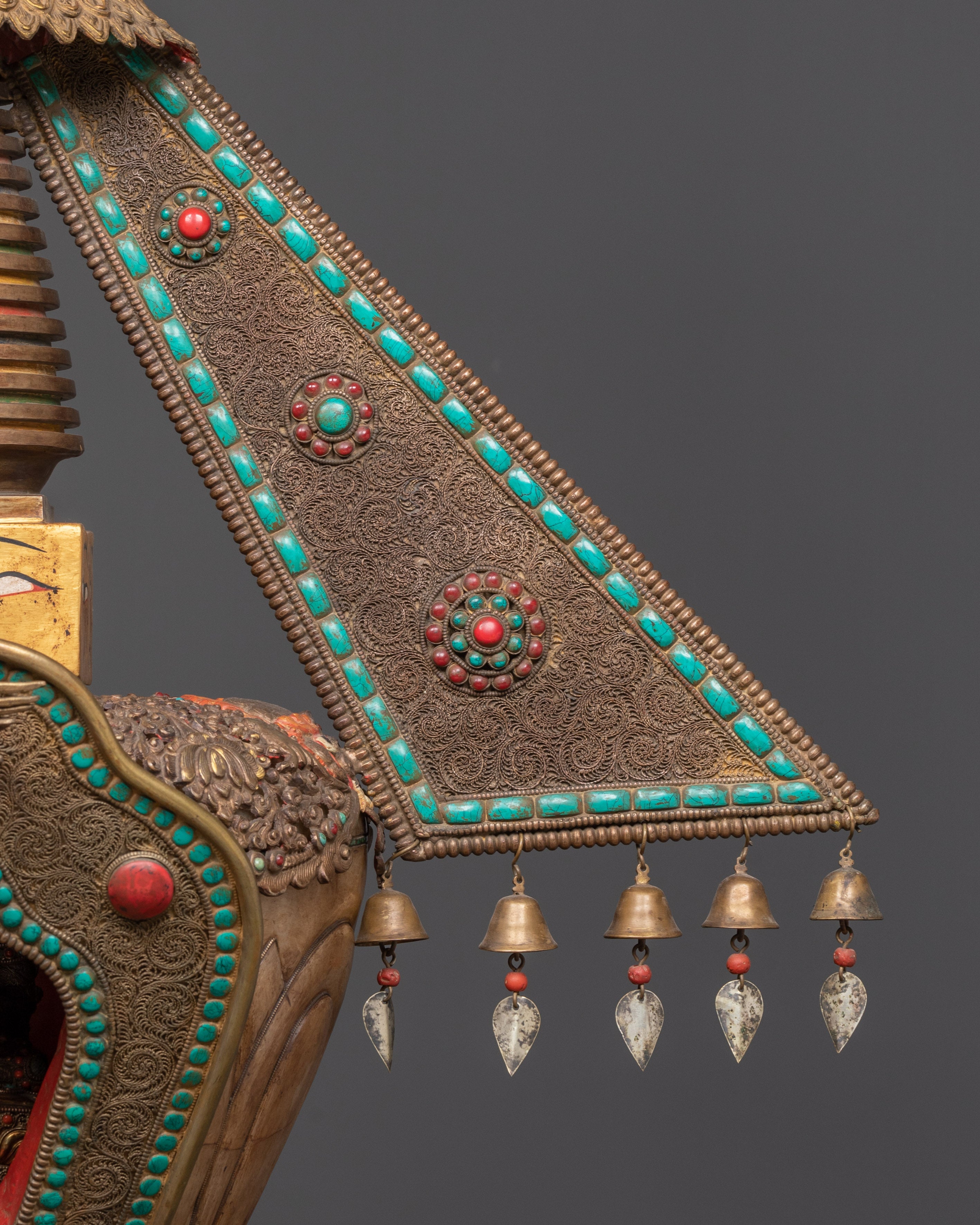 Handcrafted Altar Shrine Stupa | Sacred Offering Piece with Coral & Turquoise