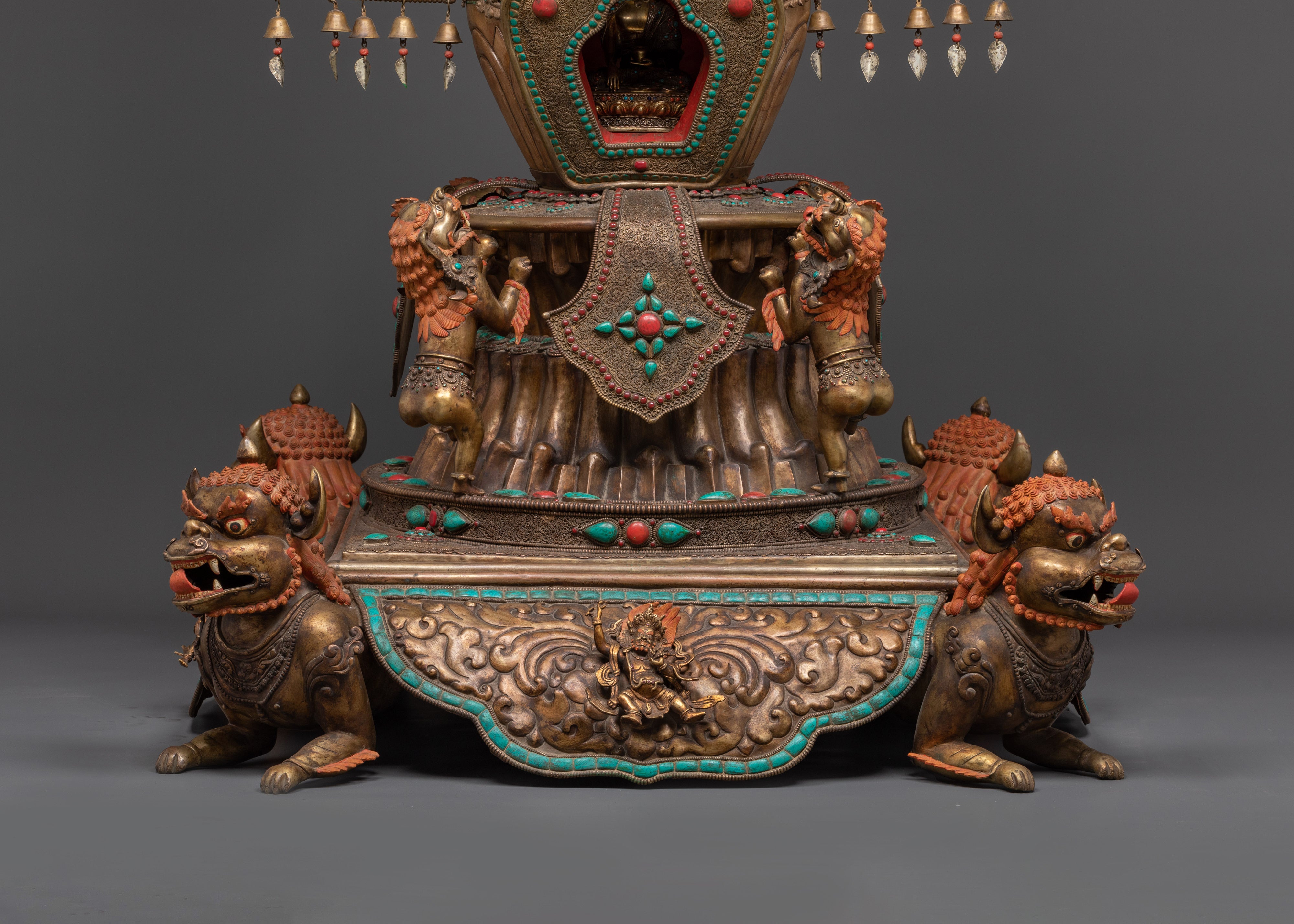 Handcrafted Altar Shrine Stupa | Sacred Offering Piece with Coral & Turquoise