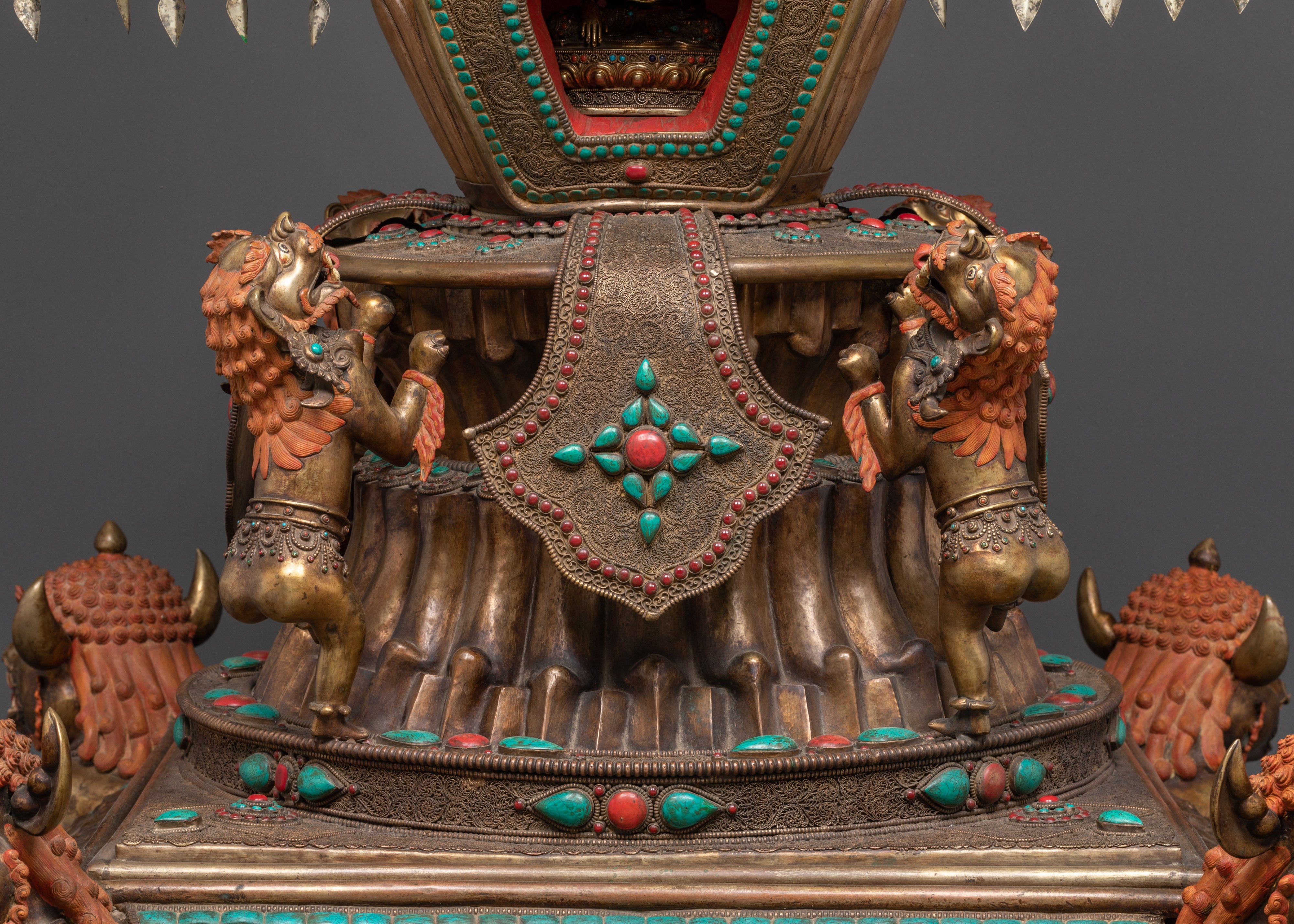 Handcrafted Altar Shrine Stupa | Sacred Offering Piece with Coral & Turquoise