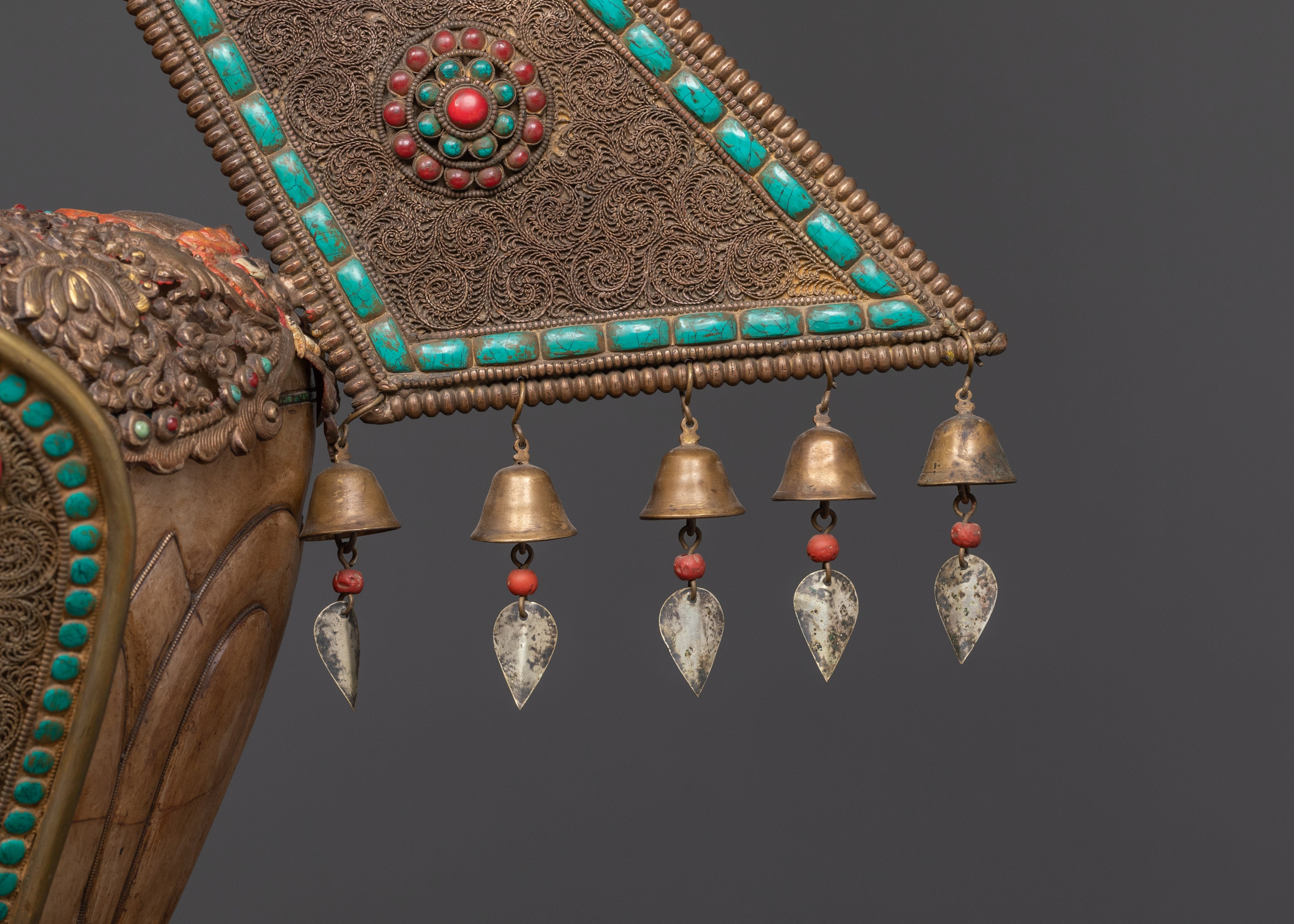 Handcrafted Altar Shrine Stupa | Sacred Offering Piece with Coral & Turquoise