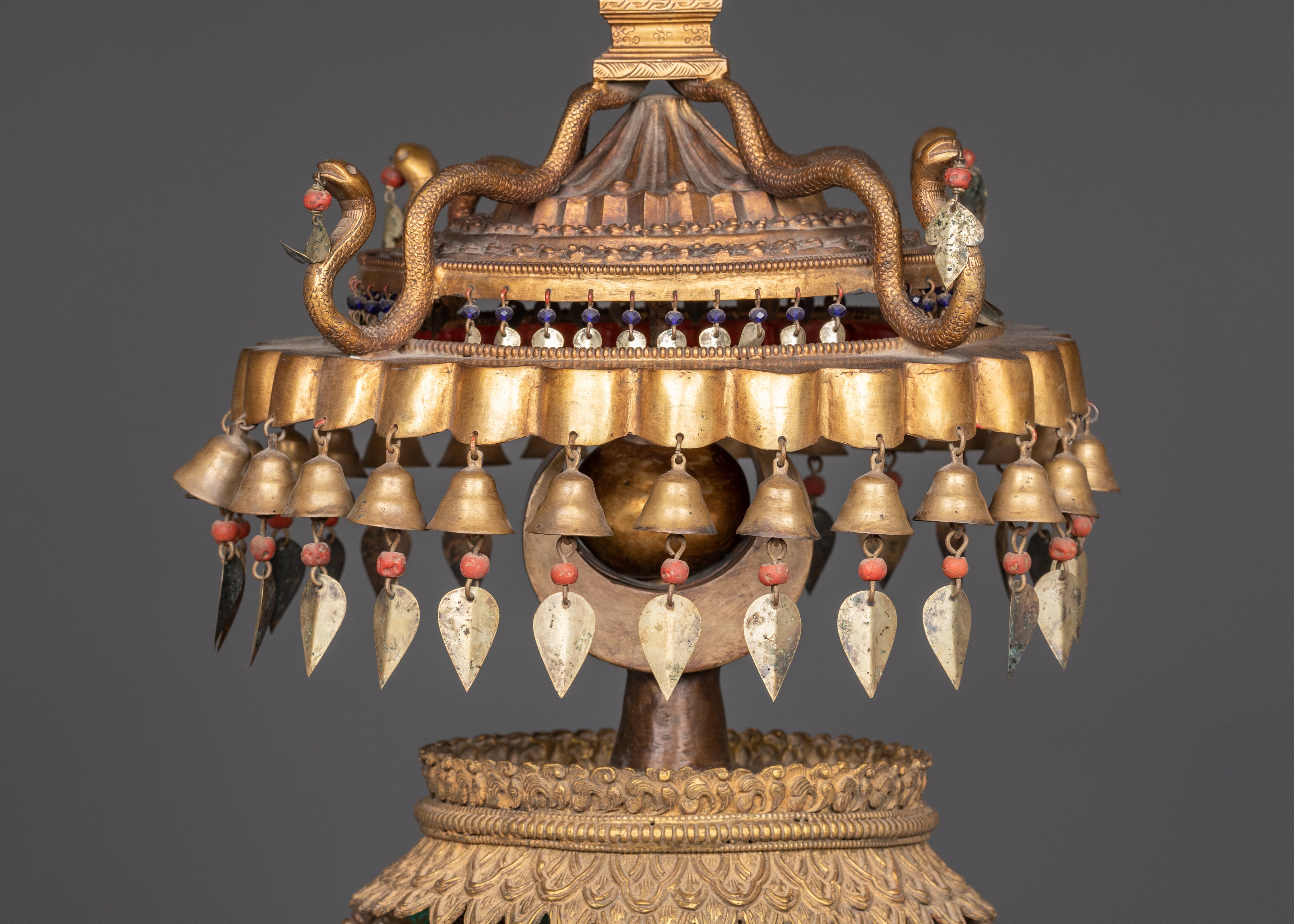 Handcrafted Altar Shrine Stupa | Sacred Offering Piece with Coral & Turquoise