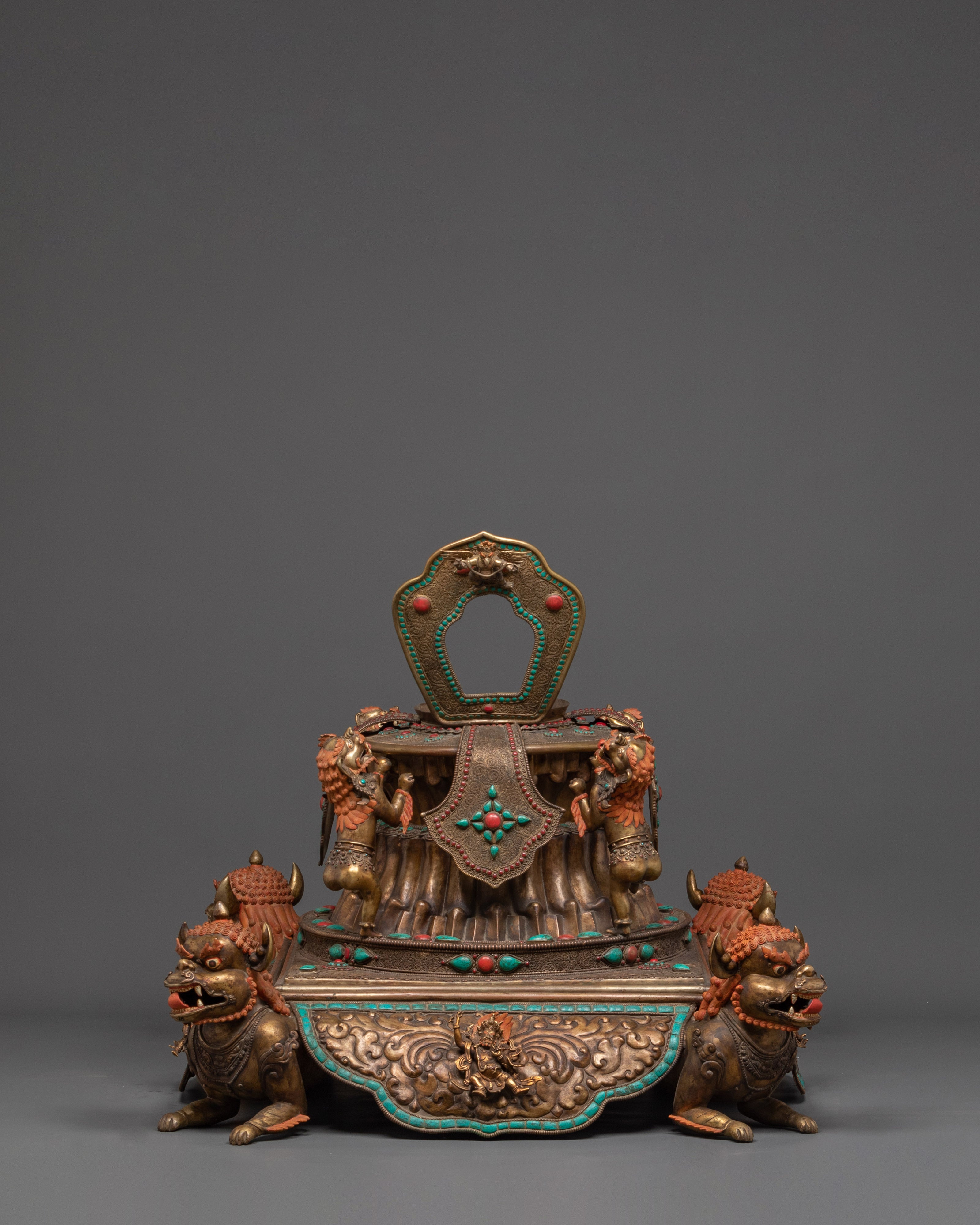 Handcrafted Altar Shrine Stupa | Sacred Offering Piece with Coral & Turquoise
