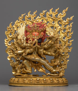 Vajrakilaya Statue for Spiritual Practice | 24K Gold Gilded Copper Sculpture