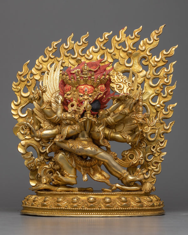 Vajrakilaya Statue for Spiritual Practice | 24K Gold Gilded Copper Sculpture
