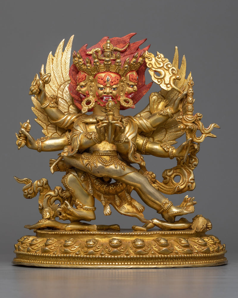 Vajrakilaya Statue for Spiritual Practice | 24K Gold Gilded Copper Sculpture