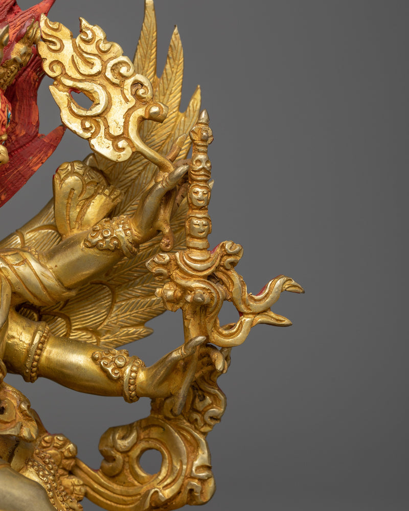 Vajrakilaya Statue for Spiritual Practice | 24K Gold Gilded Copper Sculpture