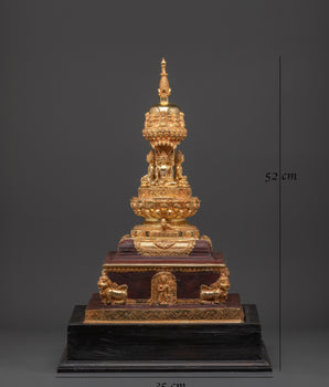 Handcrafted Tibetan Stupa Artifact | Gold Gilded Buddhist Shrine