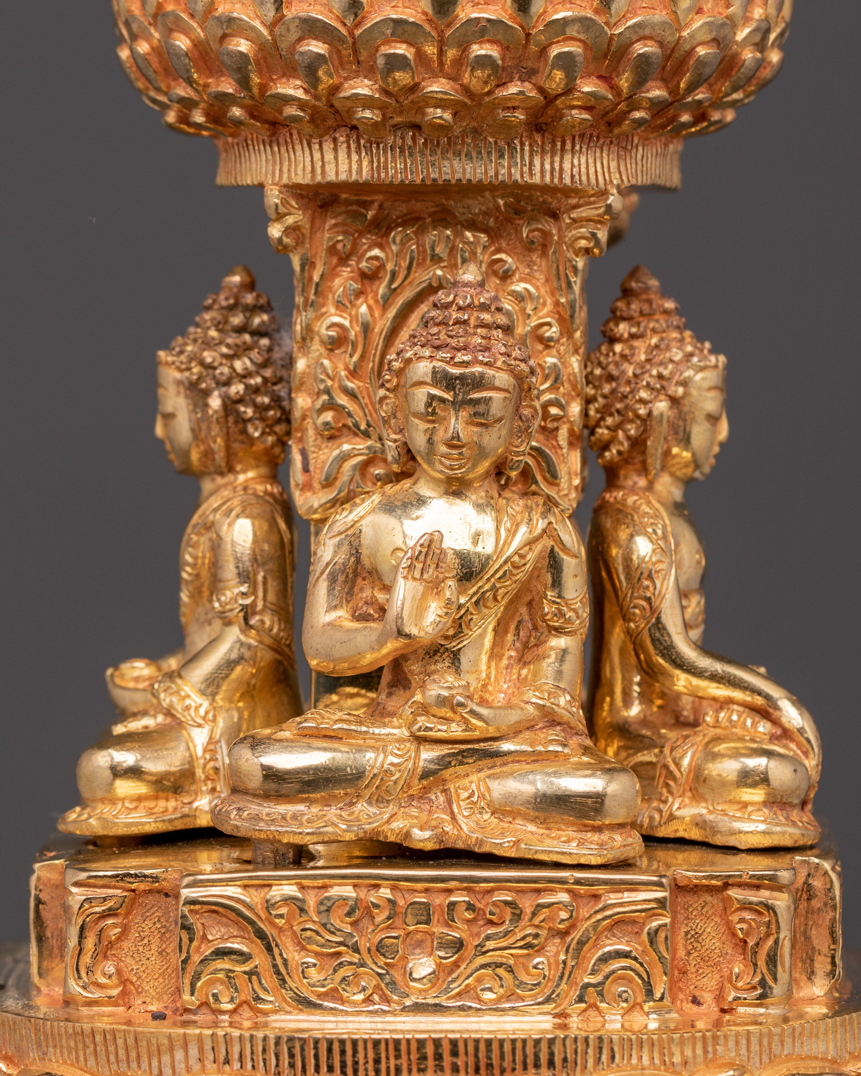 Handcrafted Tibetan Stupa Artifact | Gold Gilded Buddhist Shrine