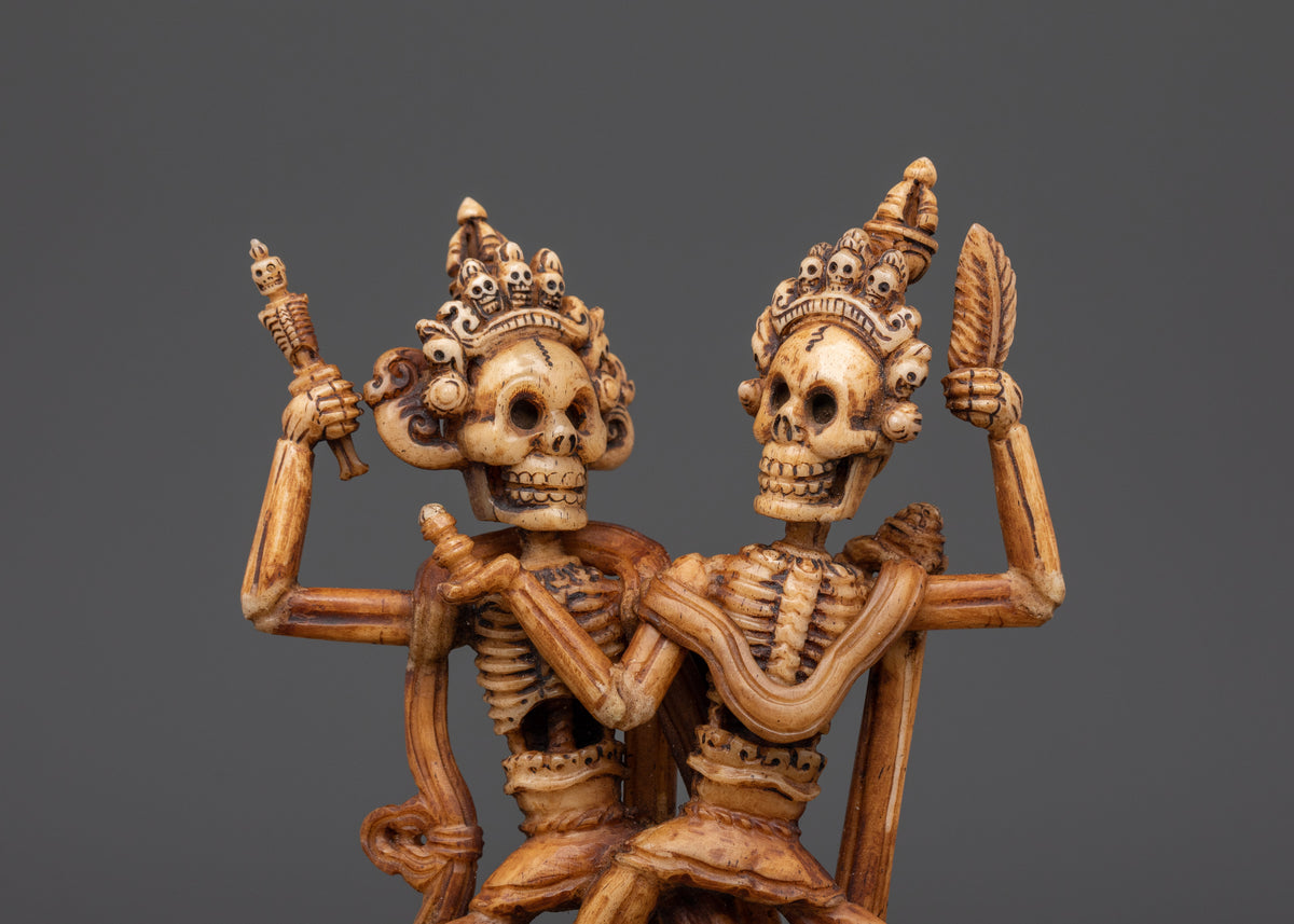 Handcrafted Chitipati Buddhist Protector | Sculpture with Flames & Skull