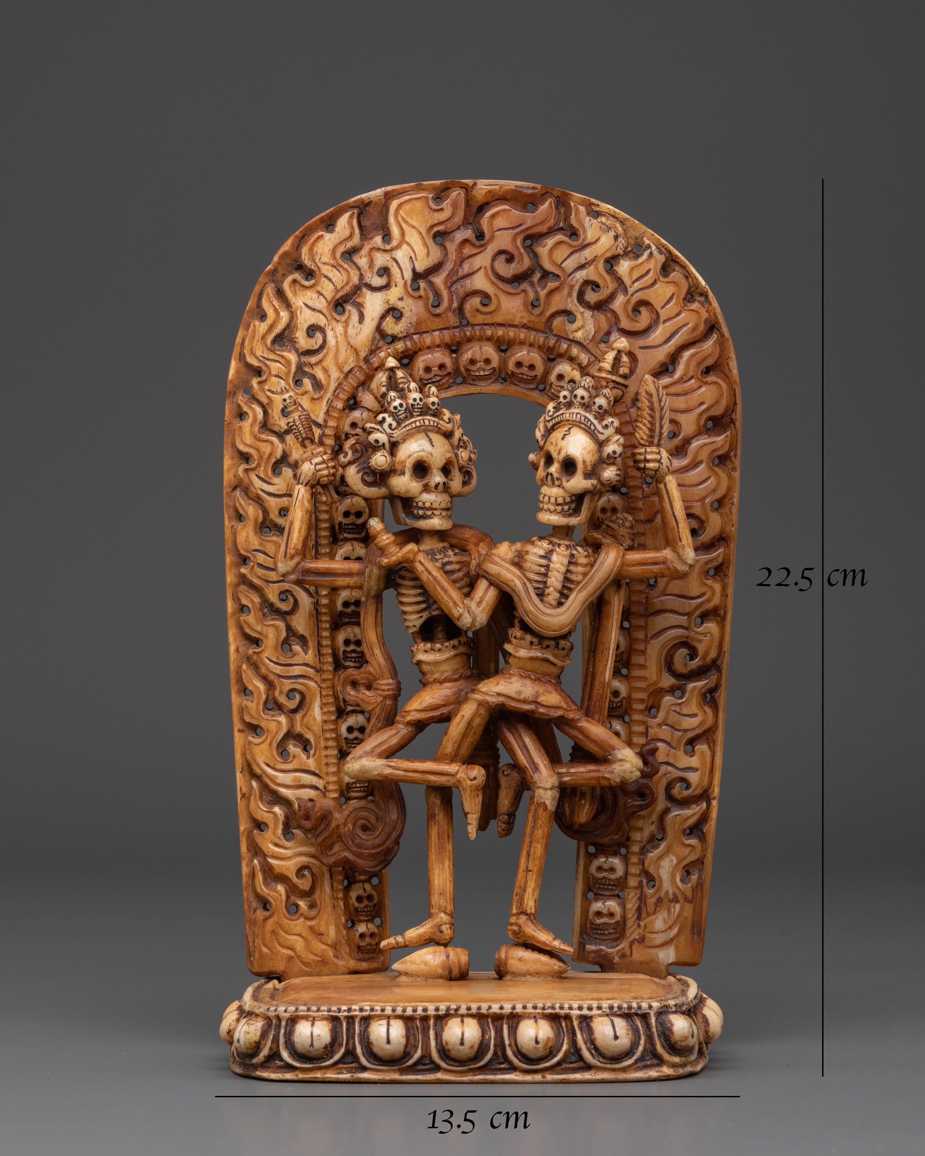 Handcrafted Chitipati Buddhist Protector | Sculpture with Flames & Skull
