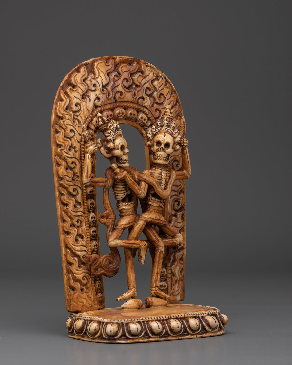 Handcrafted Chitipati Buddhist Protector | Sculpture with Flames & Skull