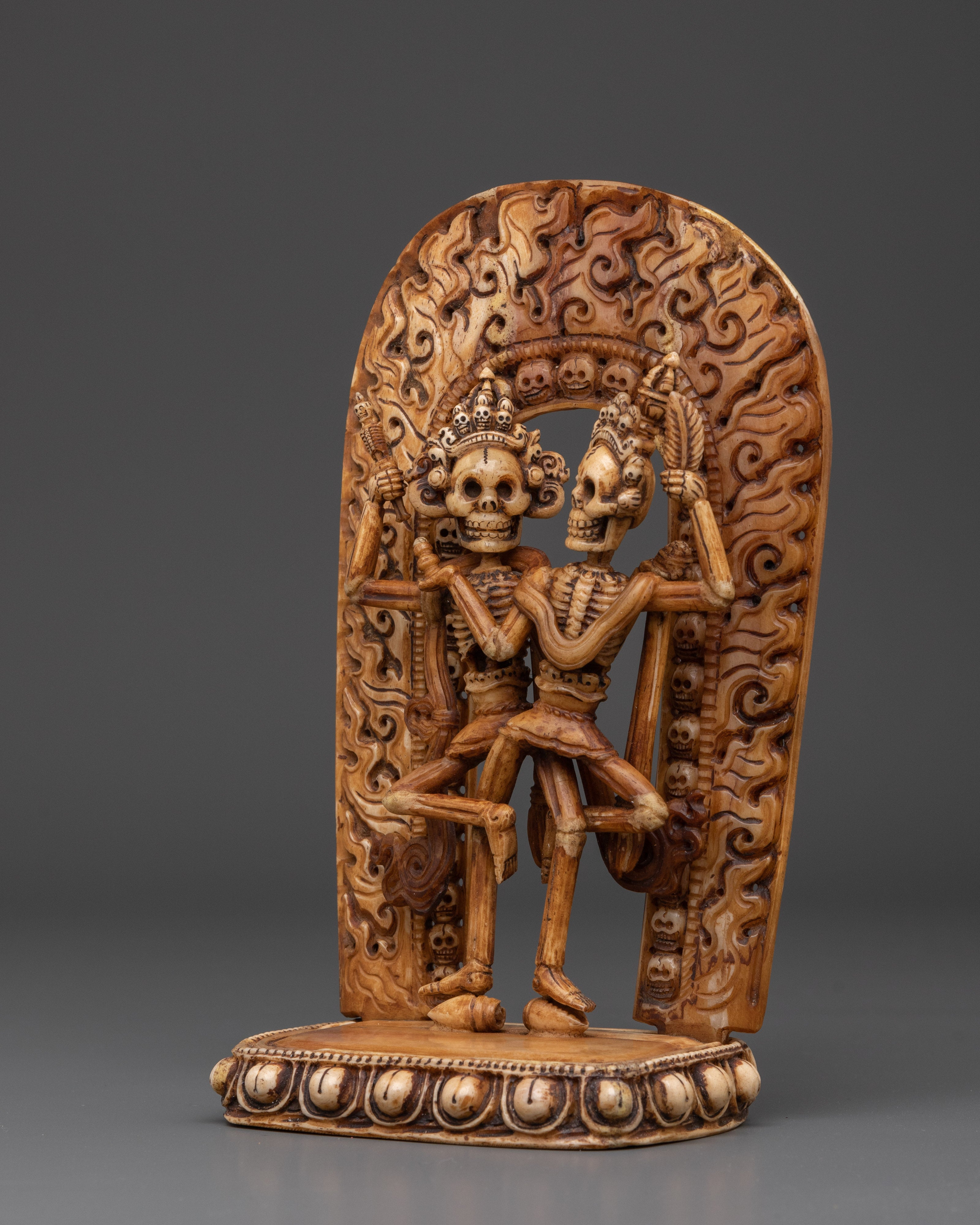 Handcrafted Chitipati Buddhist Protector | Sculpture with Flames & Skull