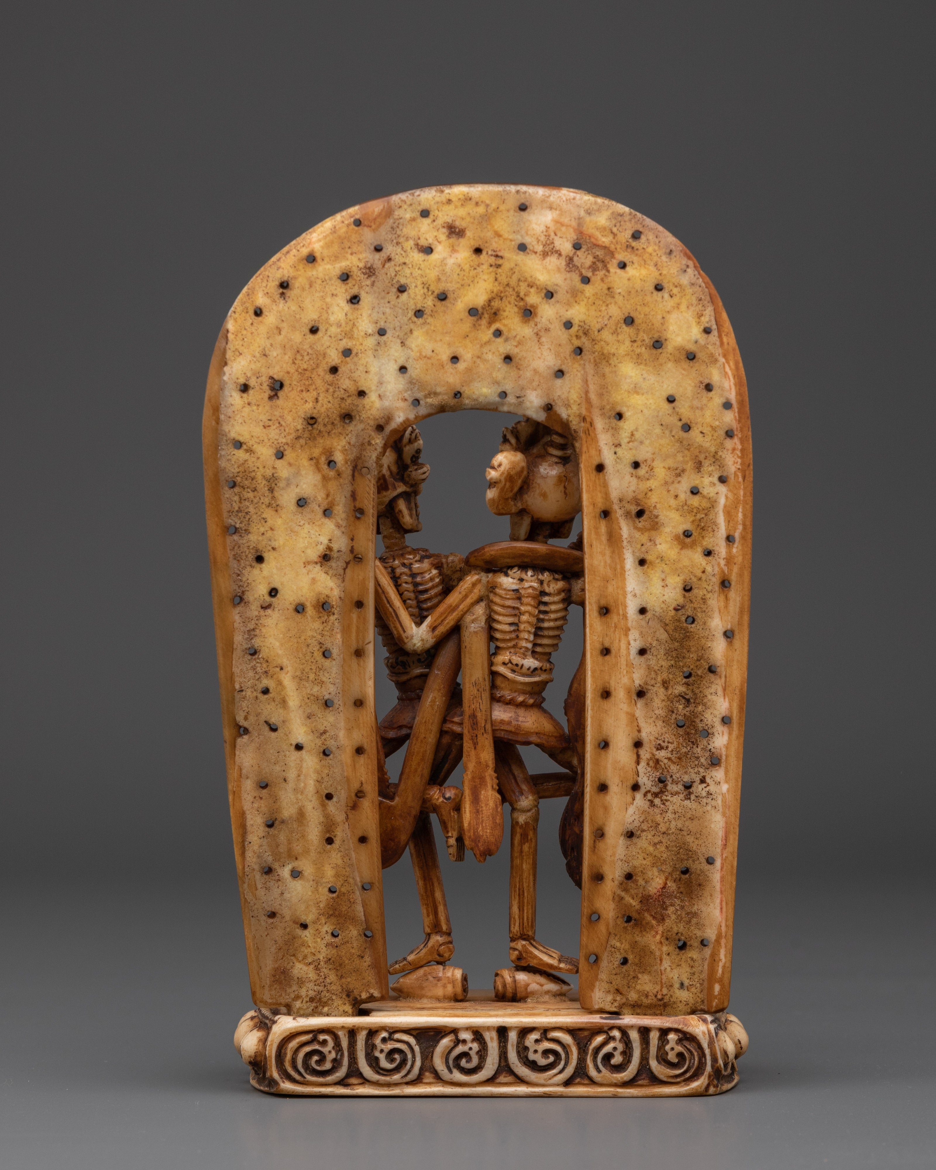 Handcrafted Chitipati Buddhist Protector | Sculpture with Flames & Skull
