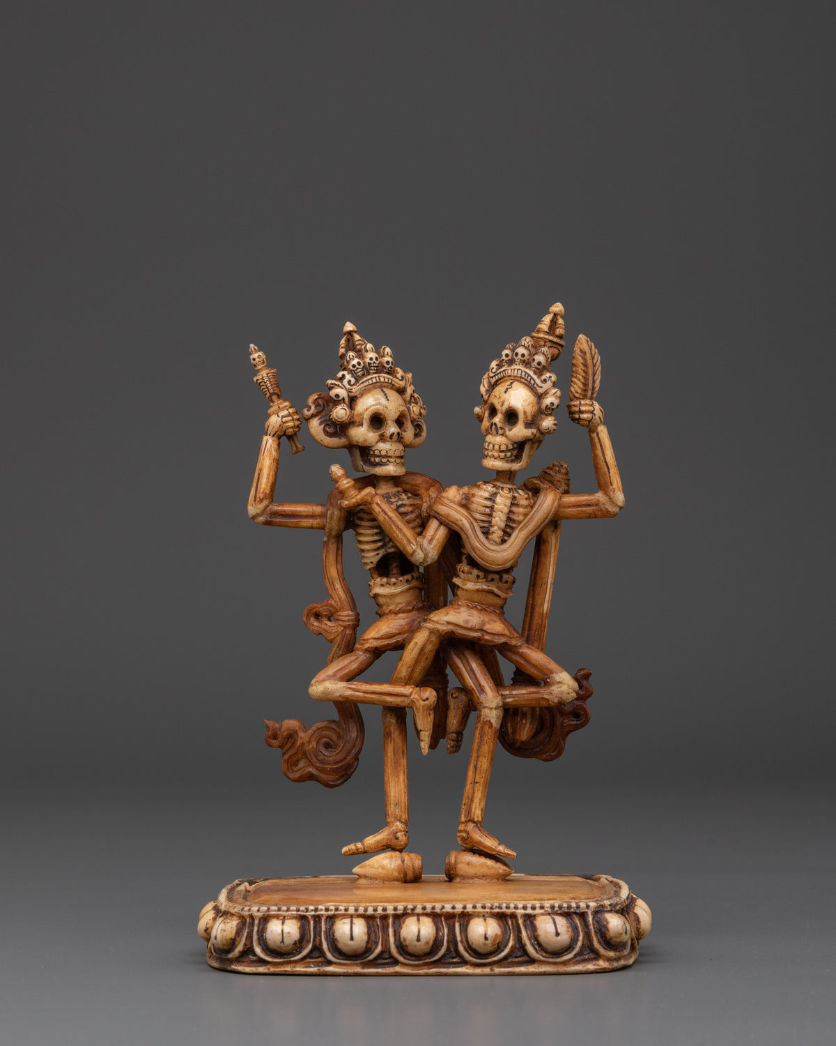 Handcrafted Chitipati Buddhist Protector | Sculpture with Flames & Skull