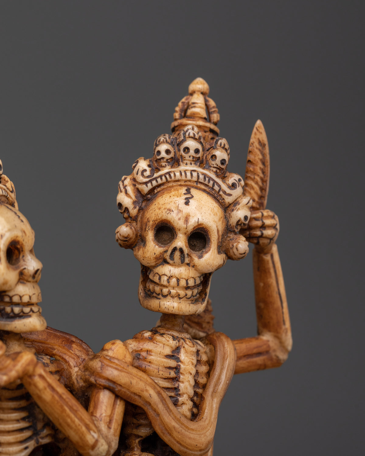 Handcrafted Chitipati Buddhist Protector | Sculpture with Flames & Skull